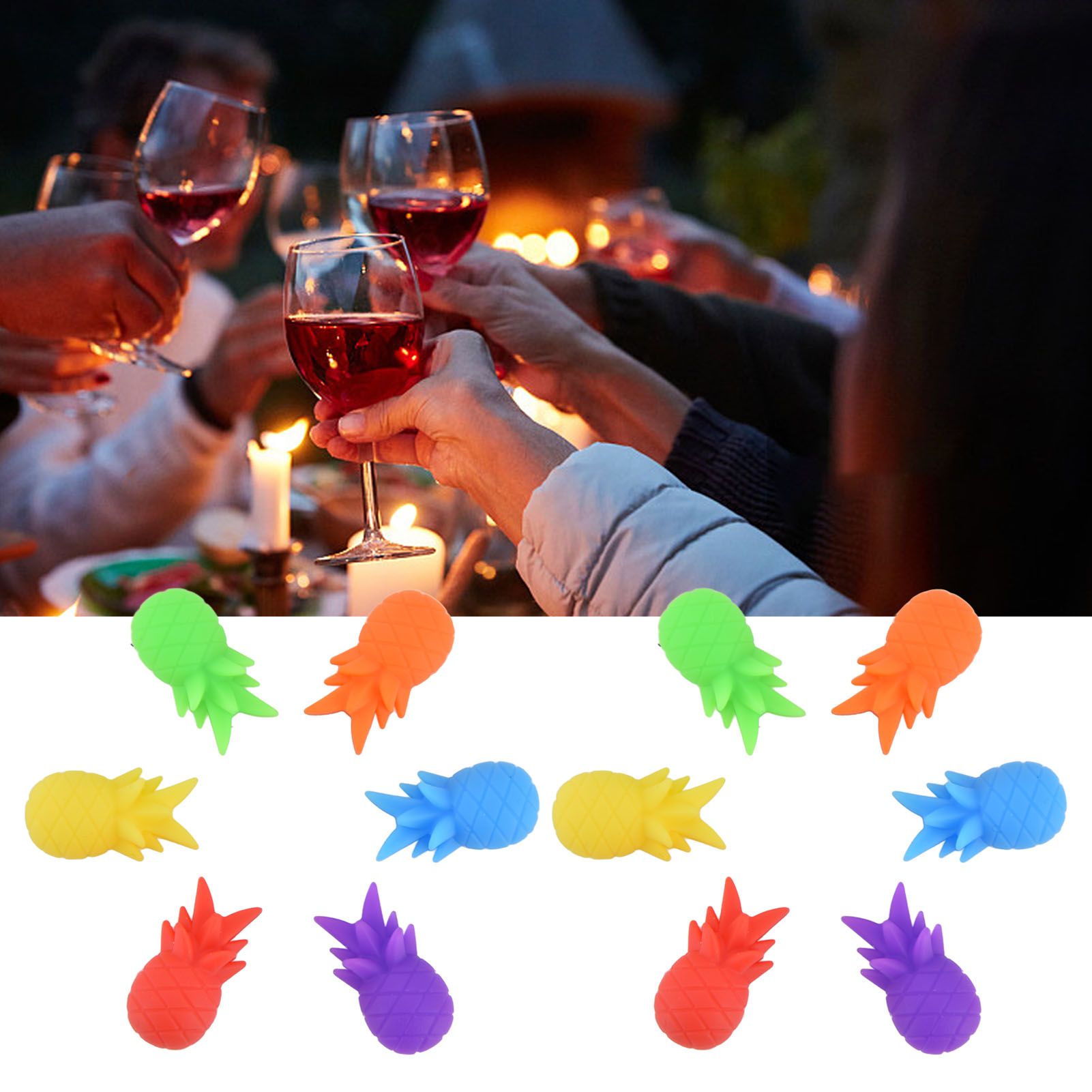 12PCS Wine Glass Marker Drinking Cup Identification Label Silicone Drinking view 12