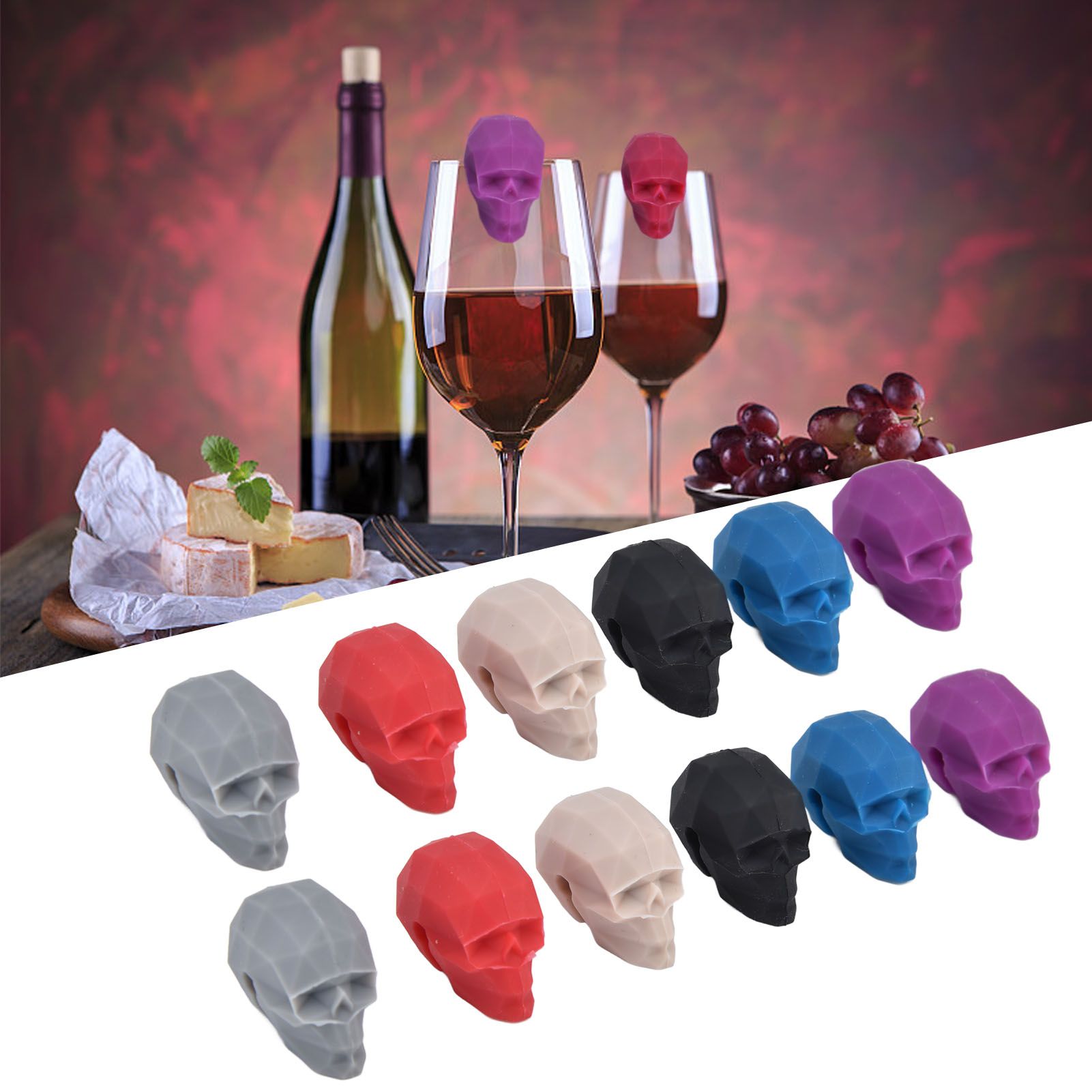 4Set Wine Cup Marker Unique Shape Drinking Glass Tag Silicone Cup view 11