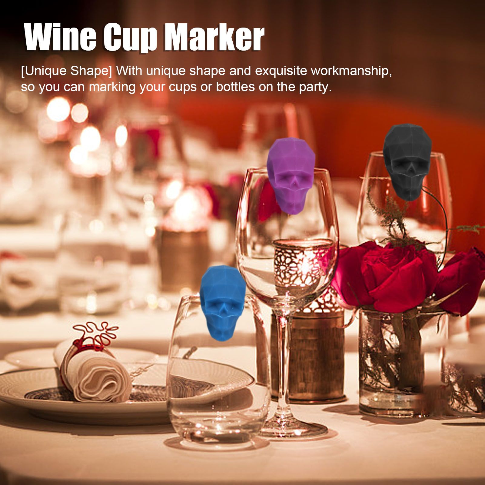 4Set Wine Cup Marker Unique Shape Drinking Glass Tag Silicone Cup view 13