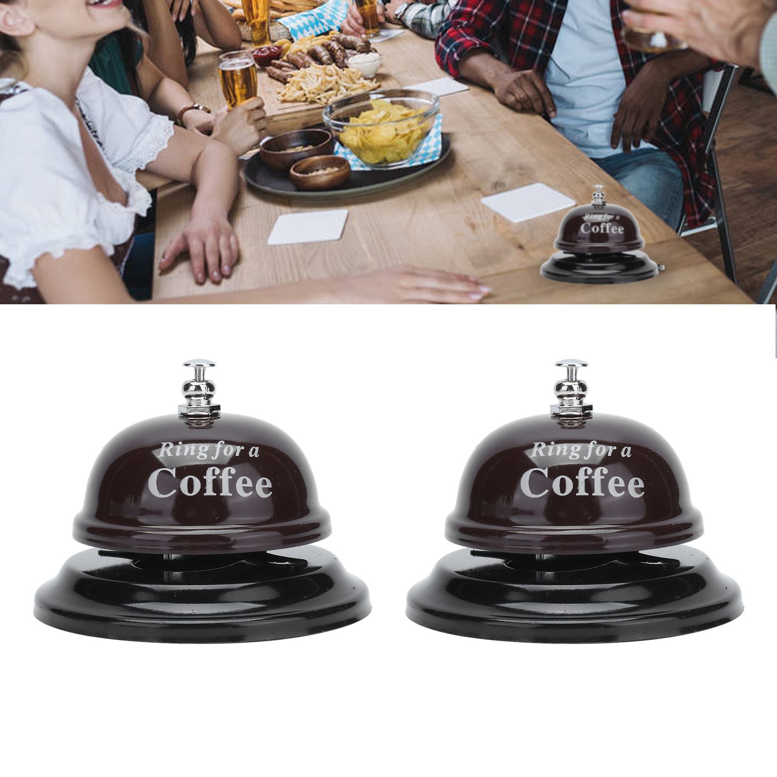2Pcs Service Bell Exquisite Clear Sound Classic Shape Polishing Glossy Nonslip view 11