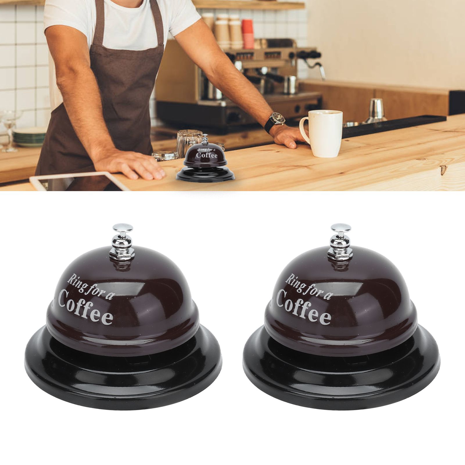2Pcs Service Bell Exquisite Clear Sound Classic Shape Polishing Glossy Nonslip view 12