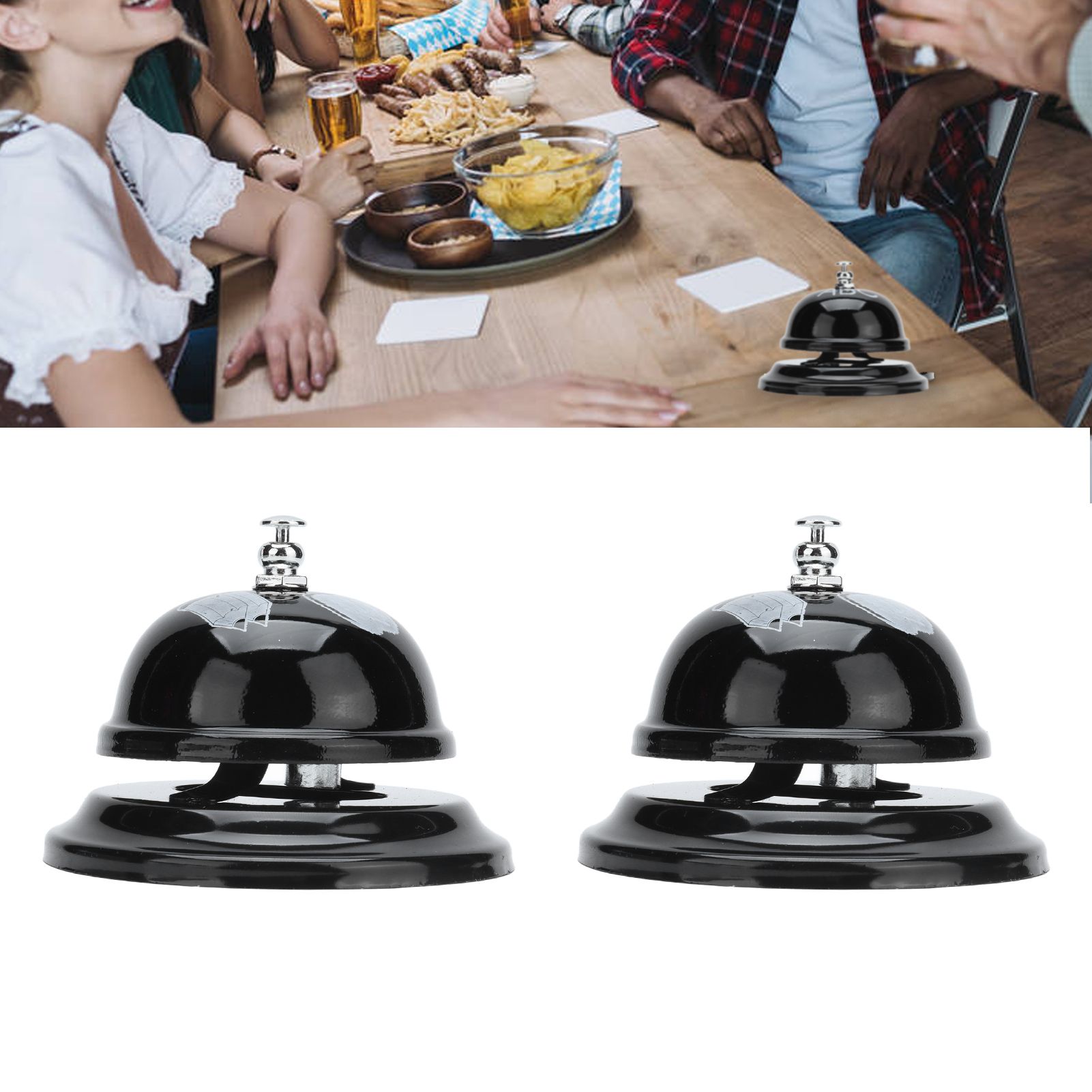 2Pcs Service Bell Exquisite Clear Sound Classic Shape Polishing Glossy Nonslip view 11