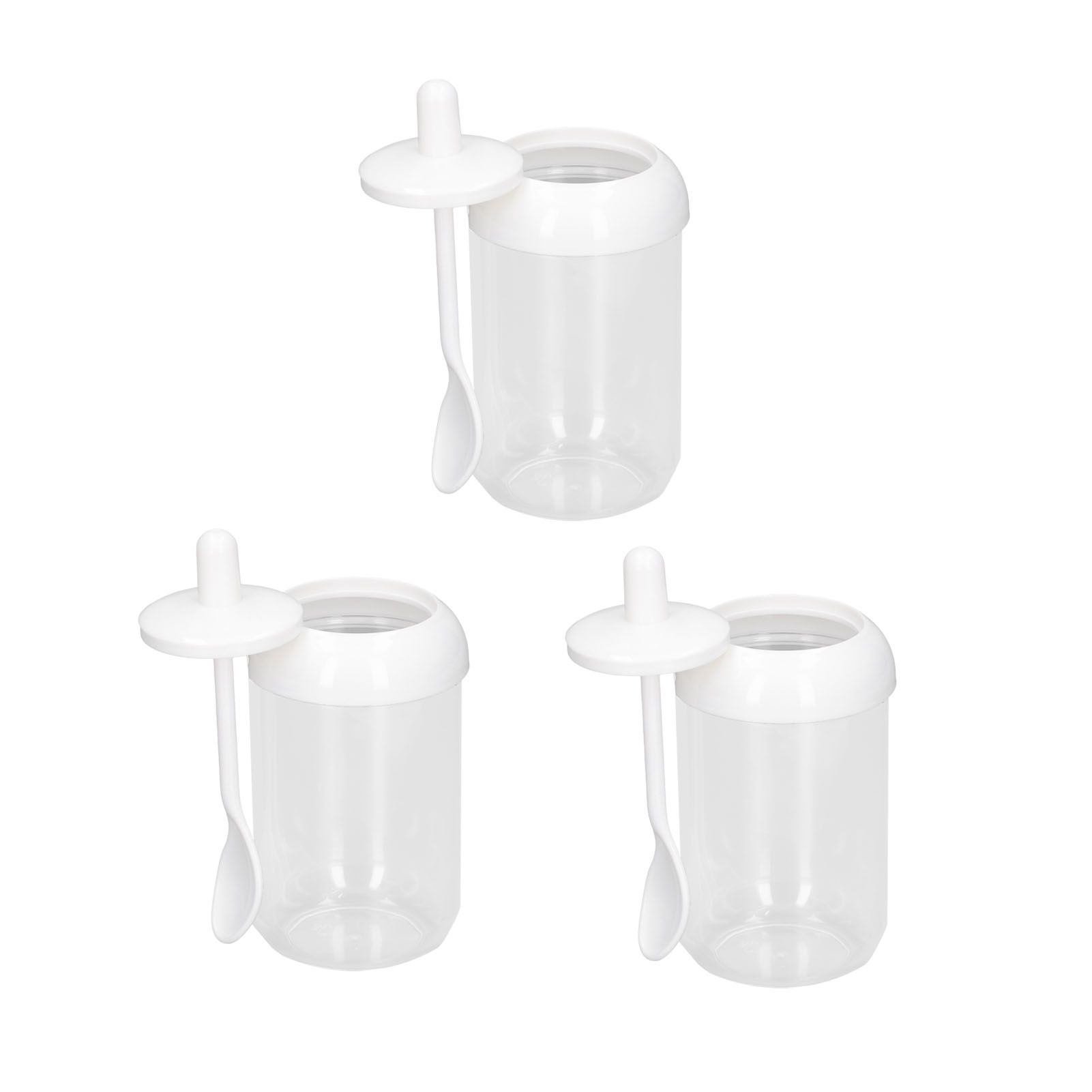 3PCS Seasoning Box with Spoon Transparent Spice Bottle Sealed Spice Container