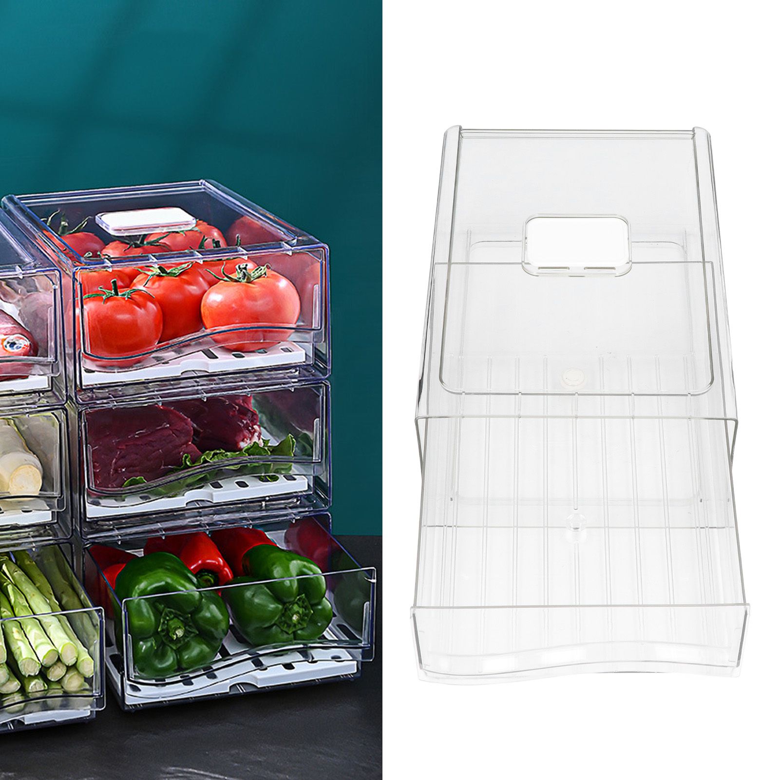 Fridge Containers Food Grade Transparent Pantry Storage Bin Stackable view 11