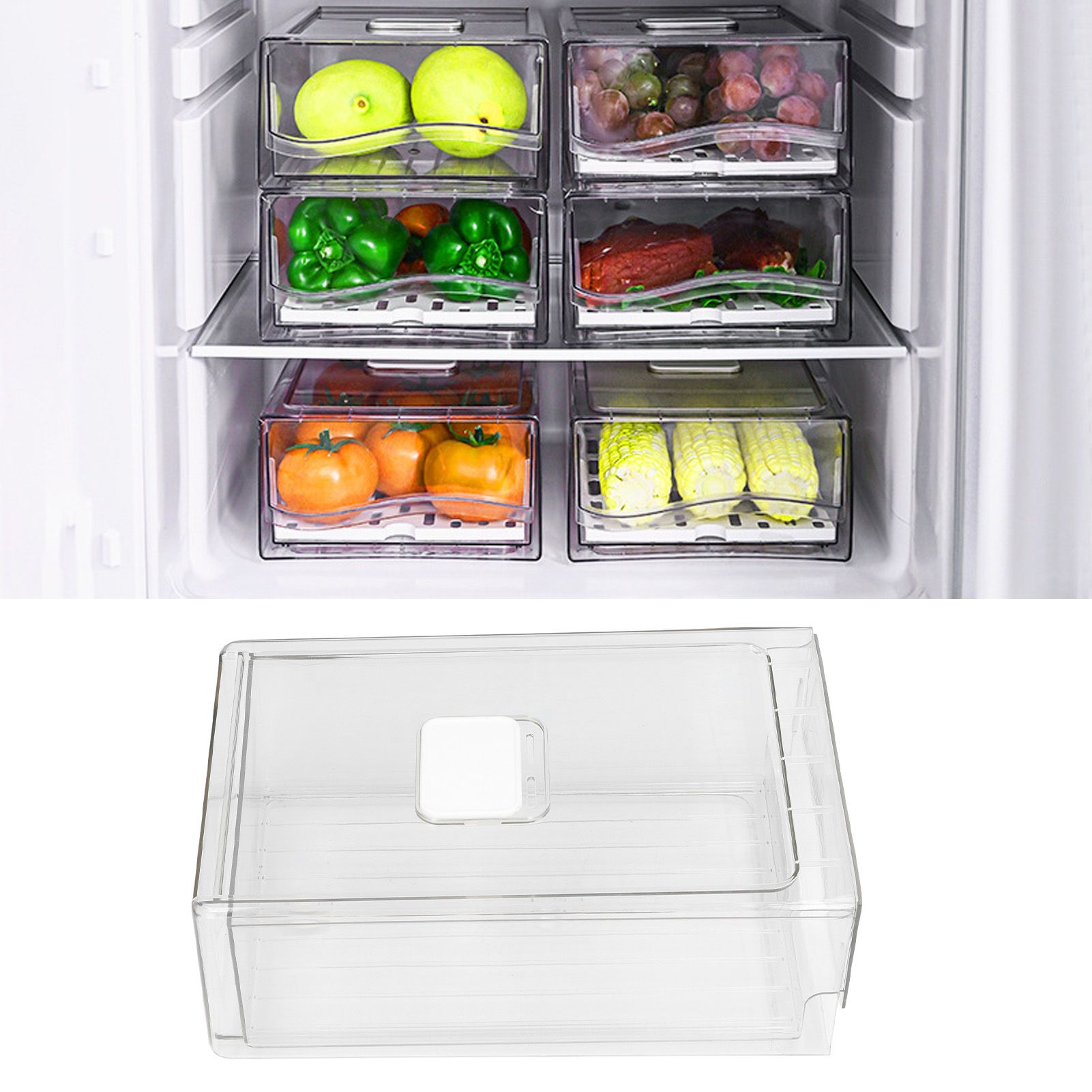 Fridge Containers Food Grade Transparent Pantry Storage Bin Stackable view 12