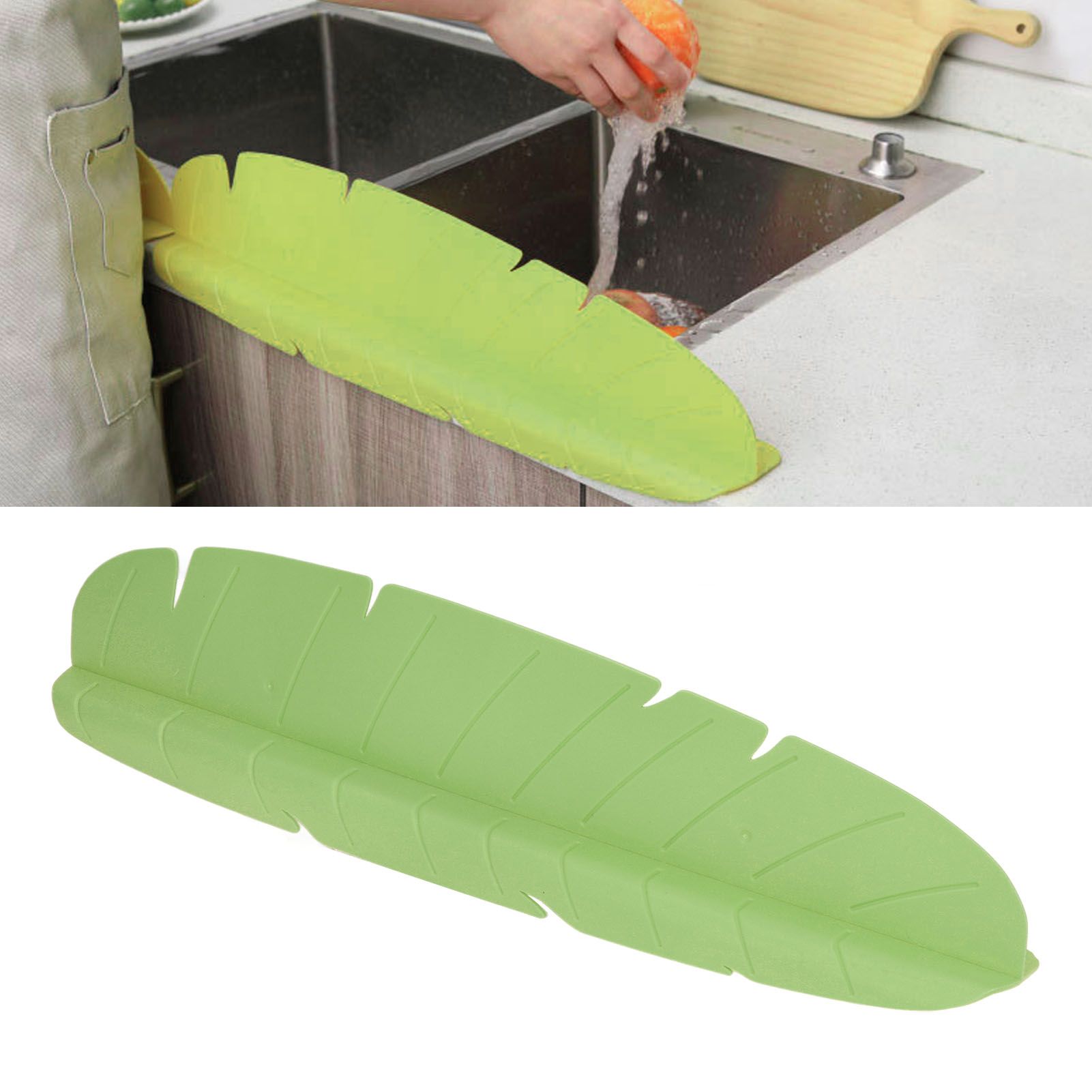 Kitchen Sink Water Splash Guard Elastic Reusable Banana Leaf Water Sink view 11