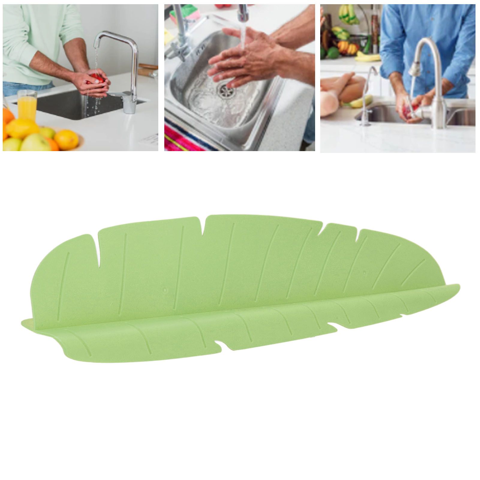 Kitchen Sink Water Splash Guard Elastic Reusable Banana Leaf Water Sink view 12