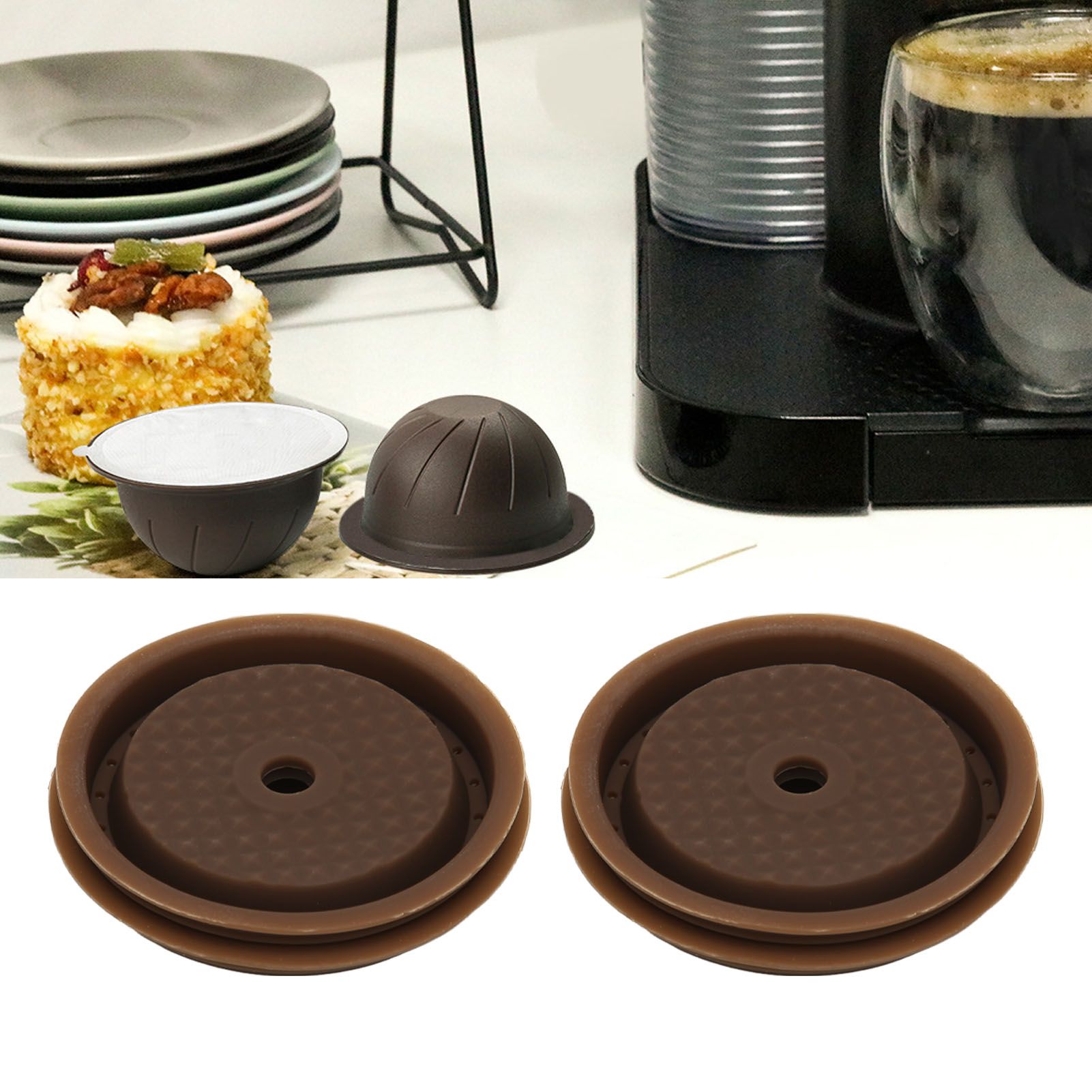 Reusable Coffee Capsule Lid Food Grade Silica Gel Environmental Resilient Lid view 11