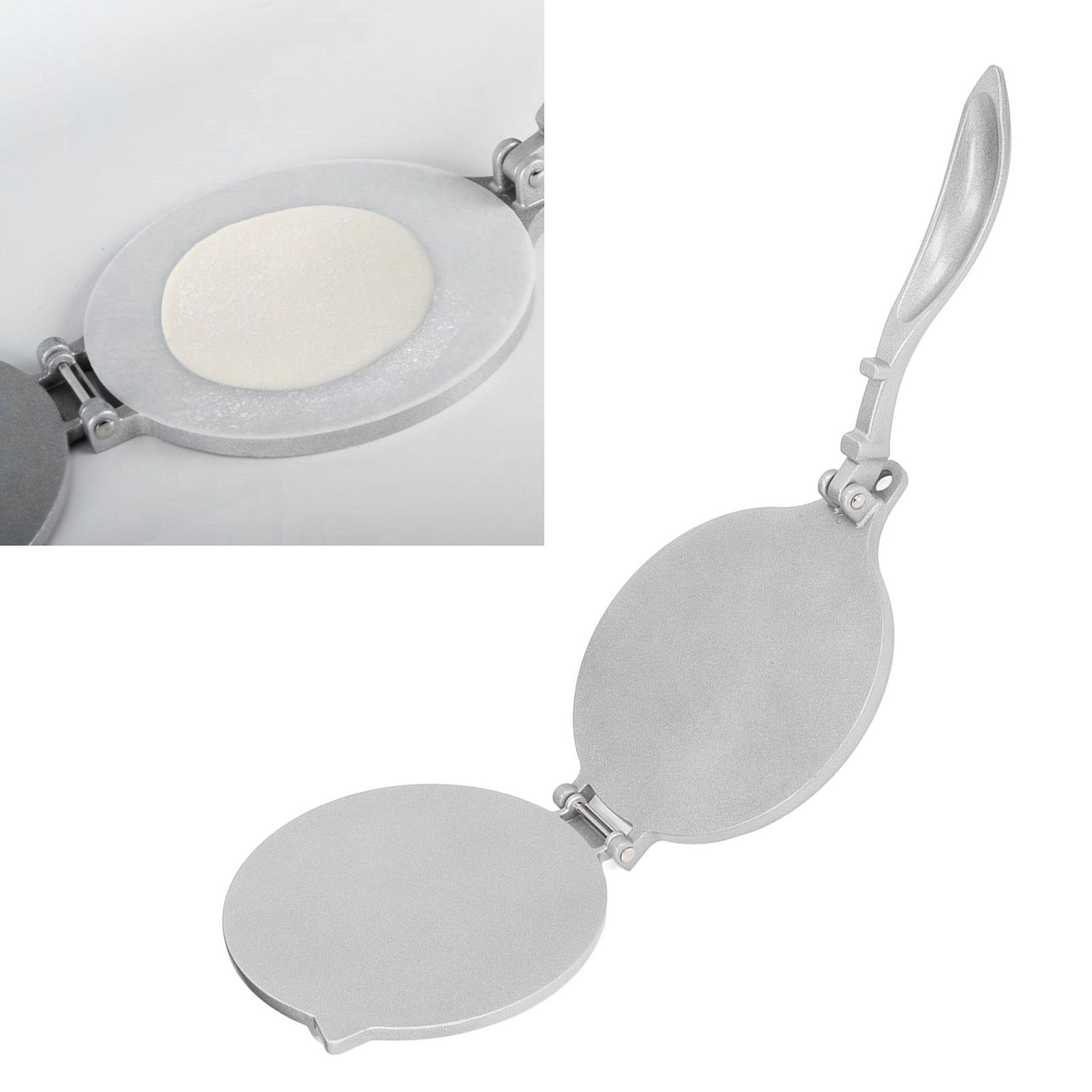 Tortilla Press 7.7in Rust Proof Aluminum Alloy Silver Heavy Duty Quesadilla view 12