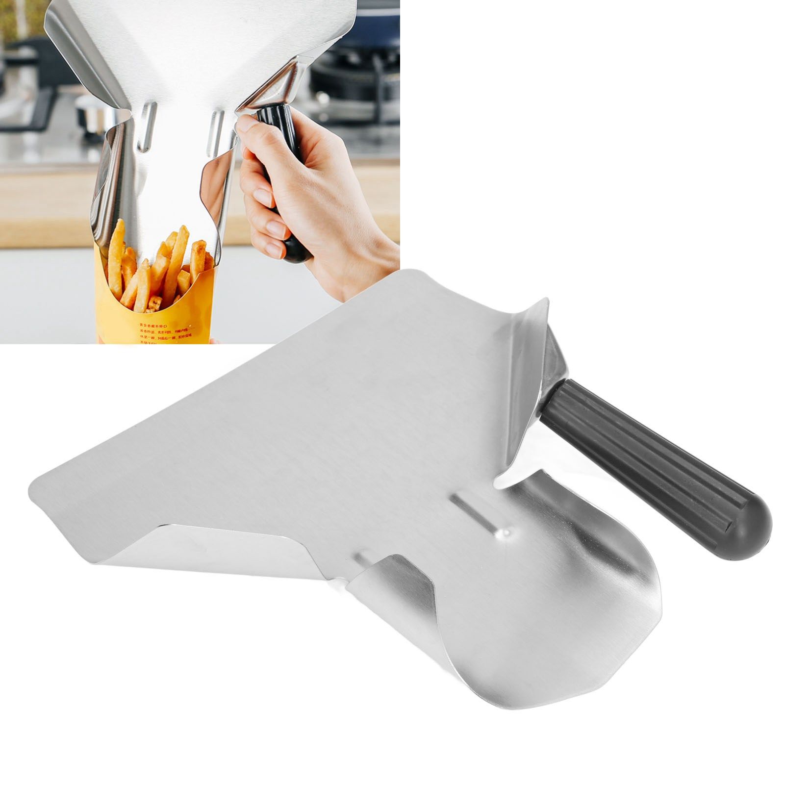 French Fry Bagger Food Grade Stainless Steel Flexible Bakelite Handle view 12
