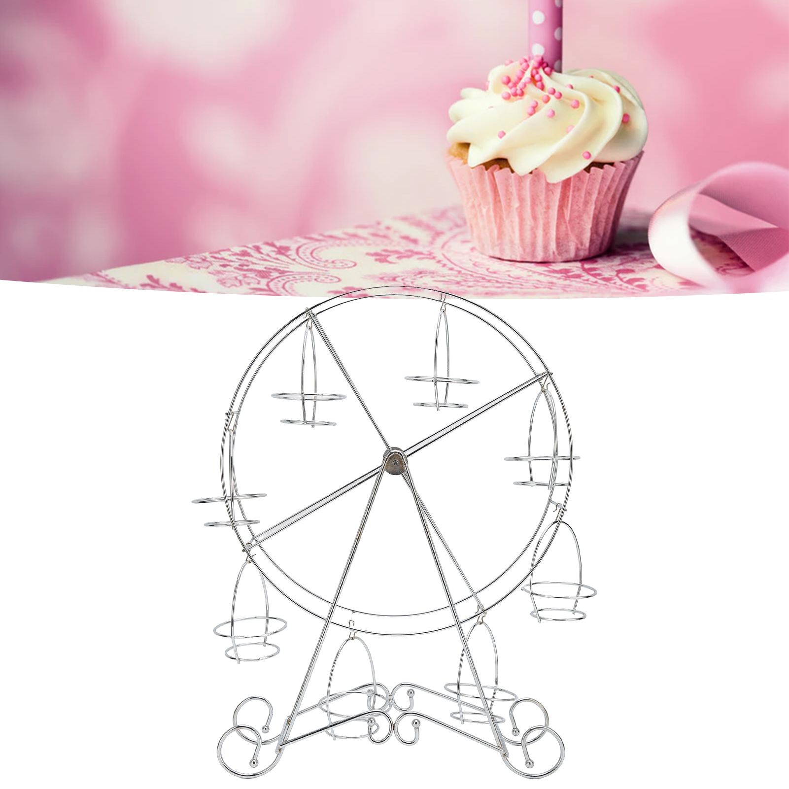 Ferris Wheel Cupcake Stand 8 Cups Dessert Carrier Display Holder for view 11