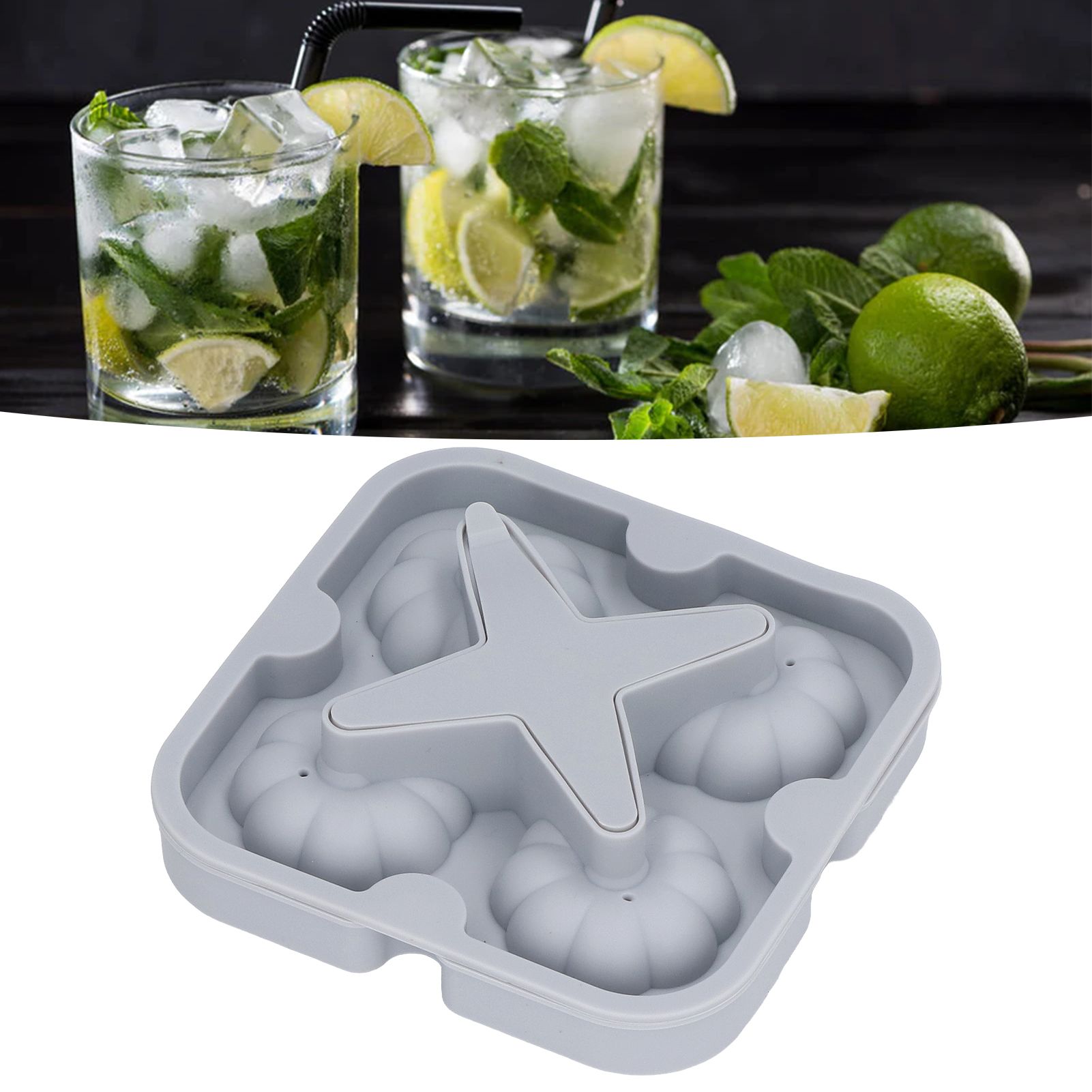 Pumpkin Ice Ball Mold 3D Pumpkin Shape Food Grade Silicone 4 Cells Easy view 11