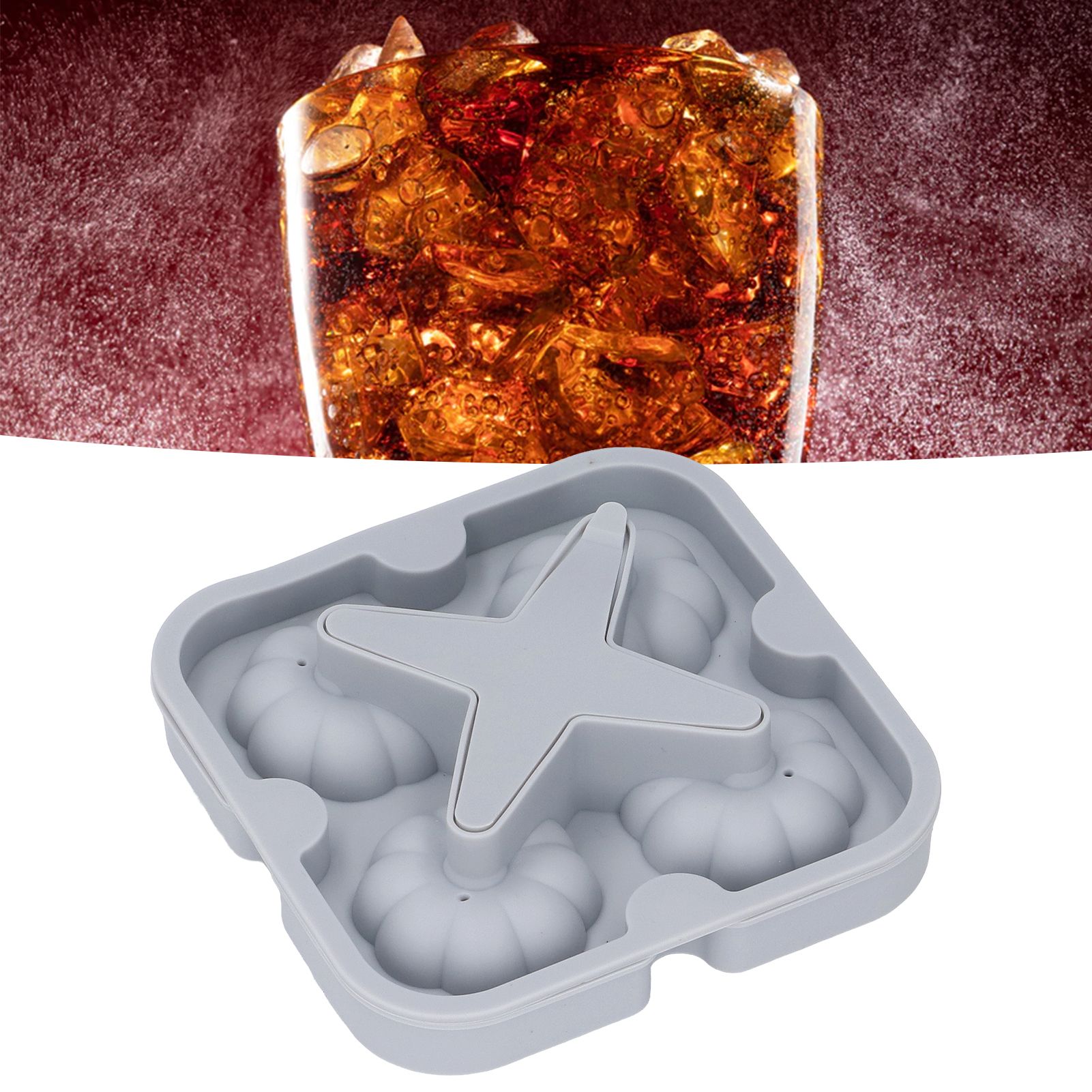 Pumpkin Ice Ball Mold 3D Pumpkin Shape Food Grade Silicone 4 Cells Easy view 12
