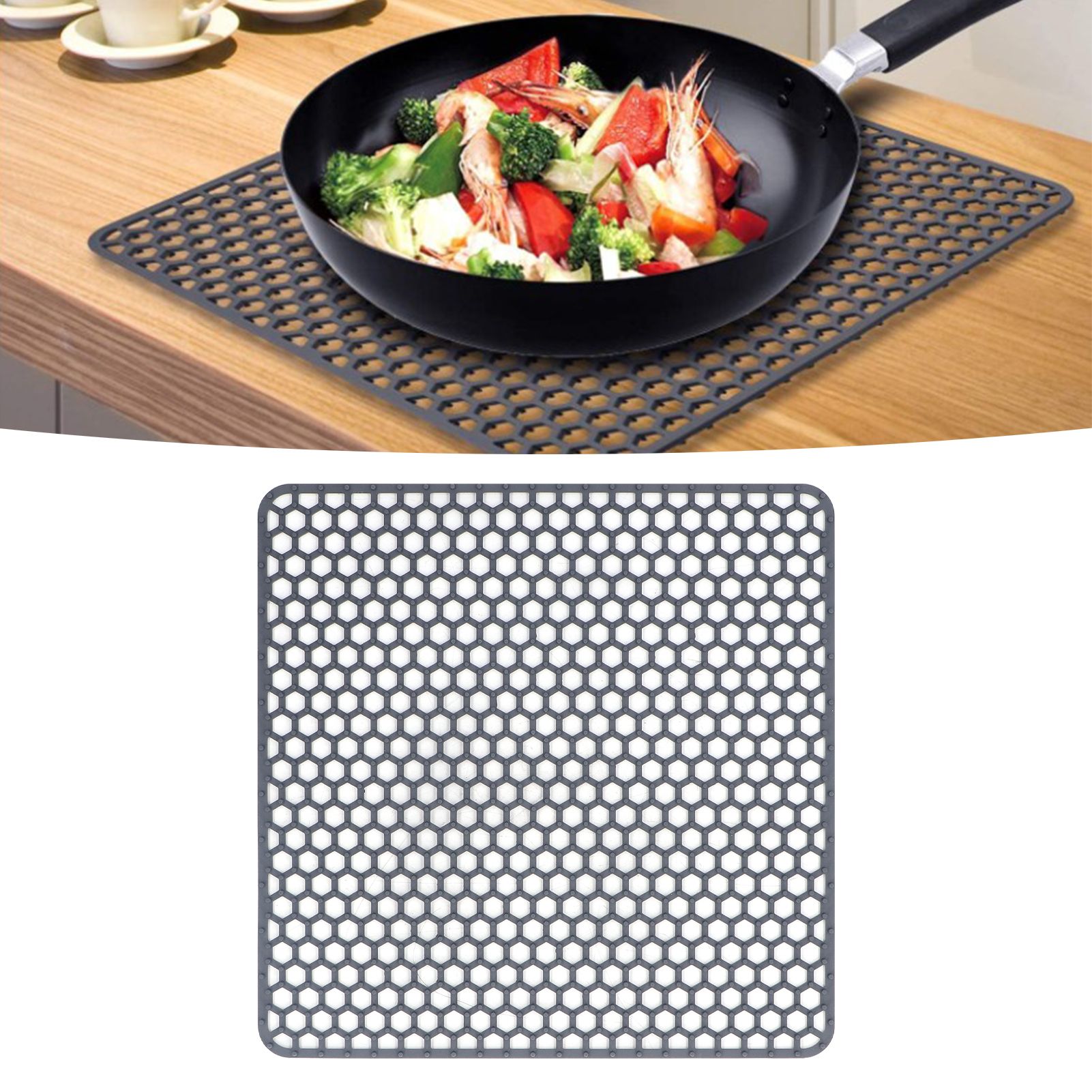 Sink Mat Silicone Durable Grid Design Anti Slip Sink Protection Pad for view 11