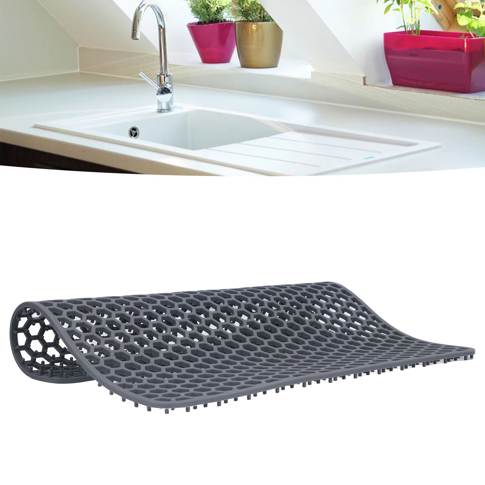 Sink Mat Silicone Durable Grid Design Anti Slip Sink Protection Pad for view 12