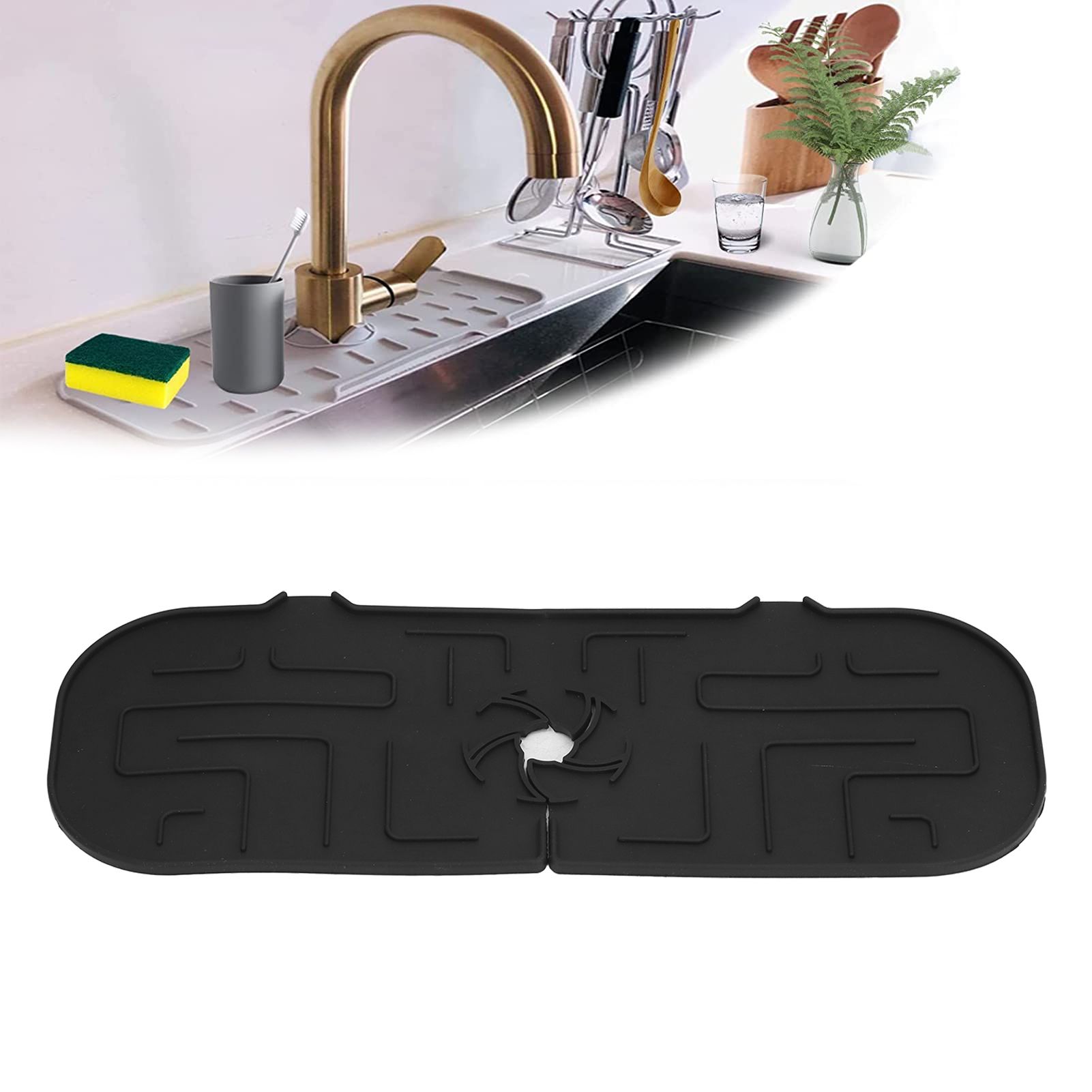 Faucet Handle Drip Catcher Tray Durable Silicone Sink Faucet Mat for Kitchen view 11