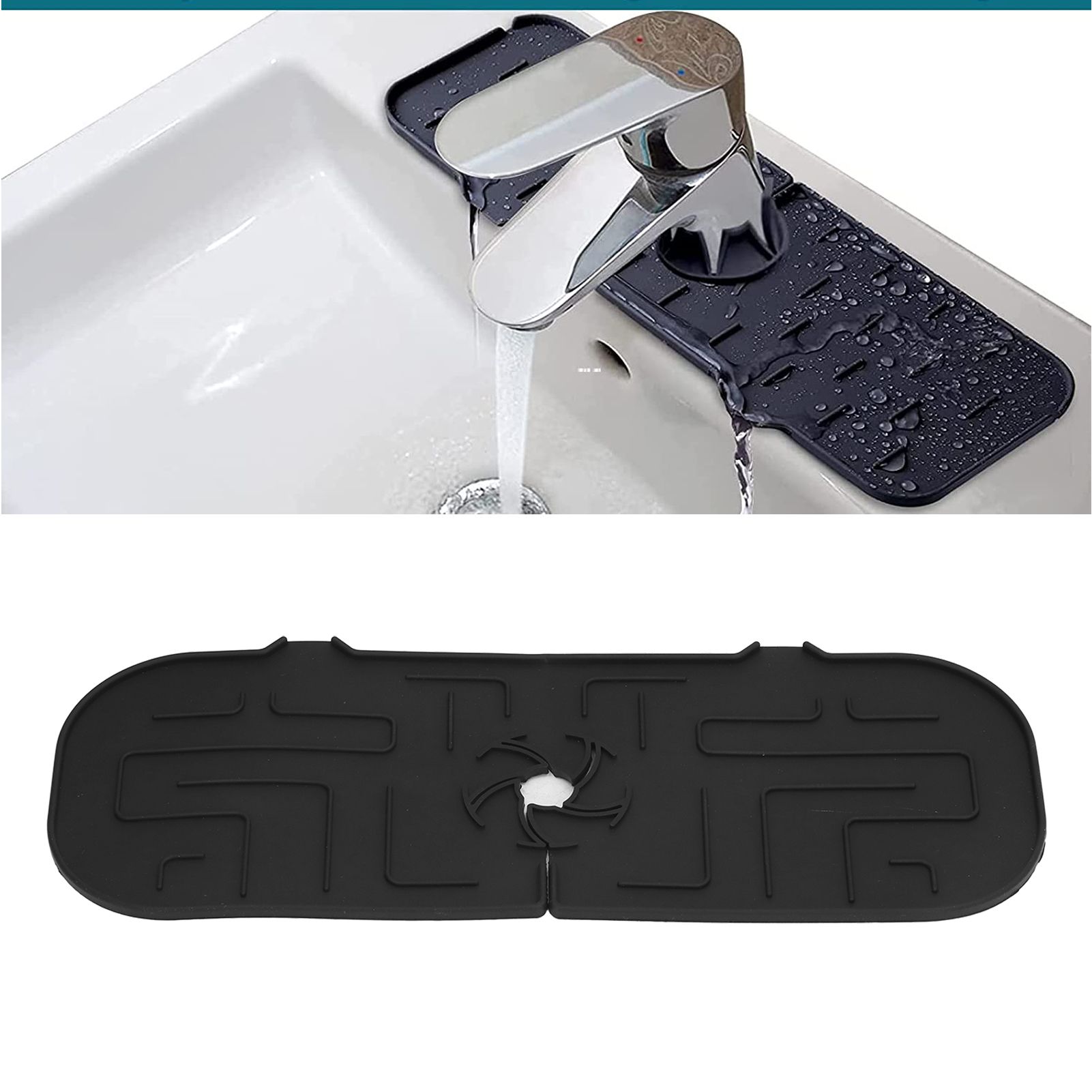 Faucet Handle Drip Catcher Tray Durable Silicone Sink Faucet Mat for Kitchen view 12