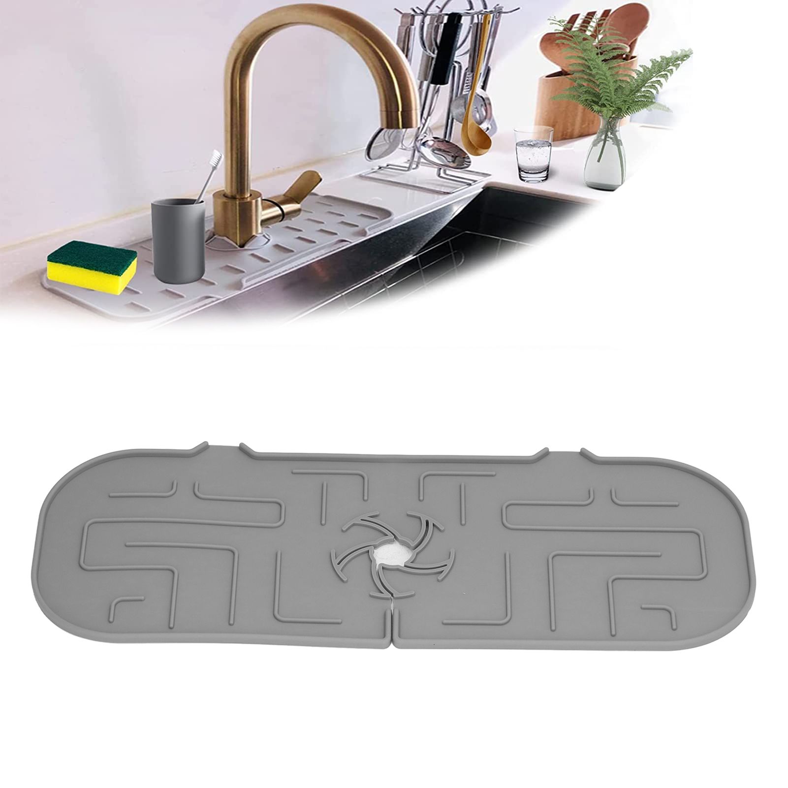 Faucet Handle Drip Catcher Tray Durable Silicone Sink Faucet Mat for Kitchen view 11