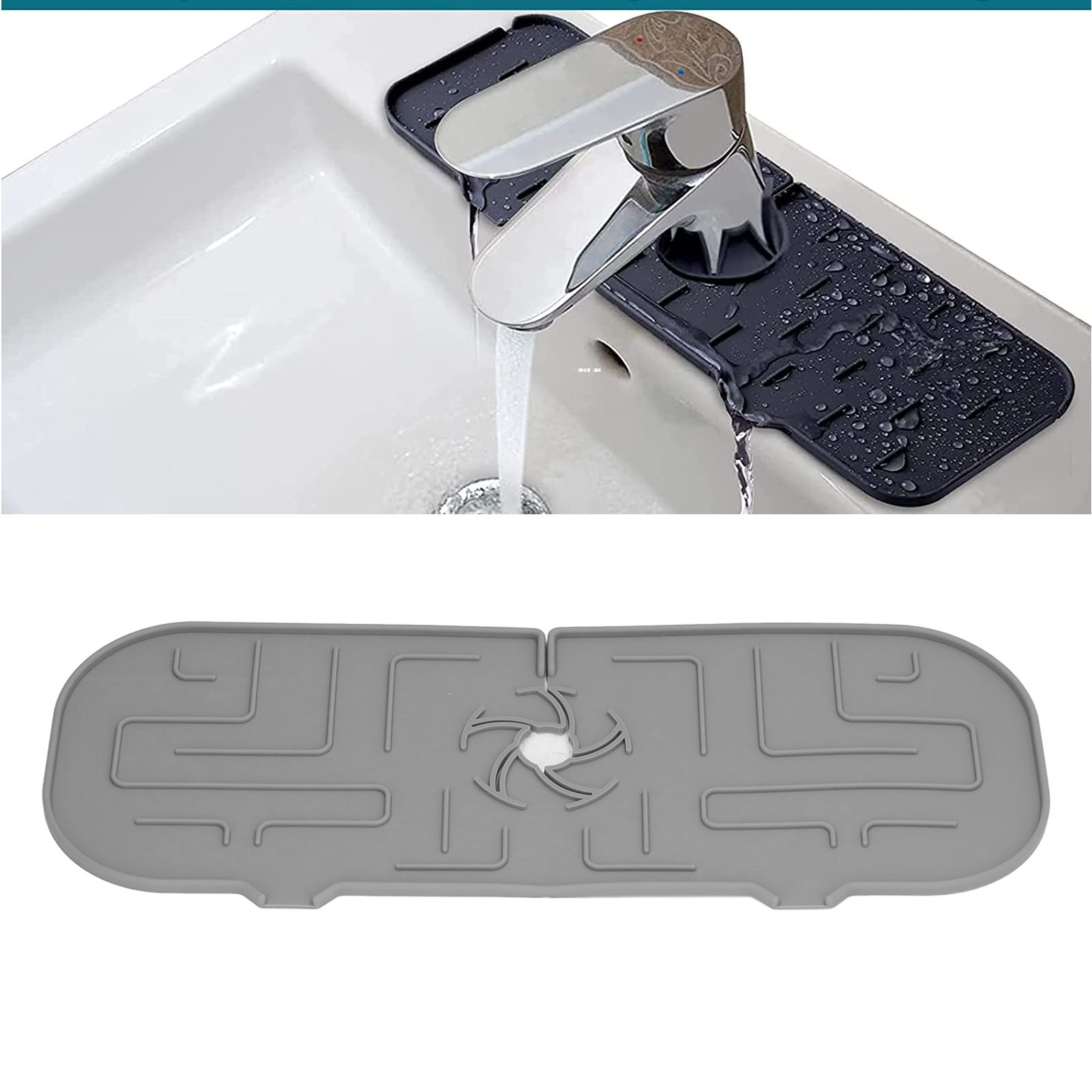 Faucet Handle Drip Catcher Tray Durable Silicone Sink Faucet Mat for Kitchen view 12