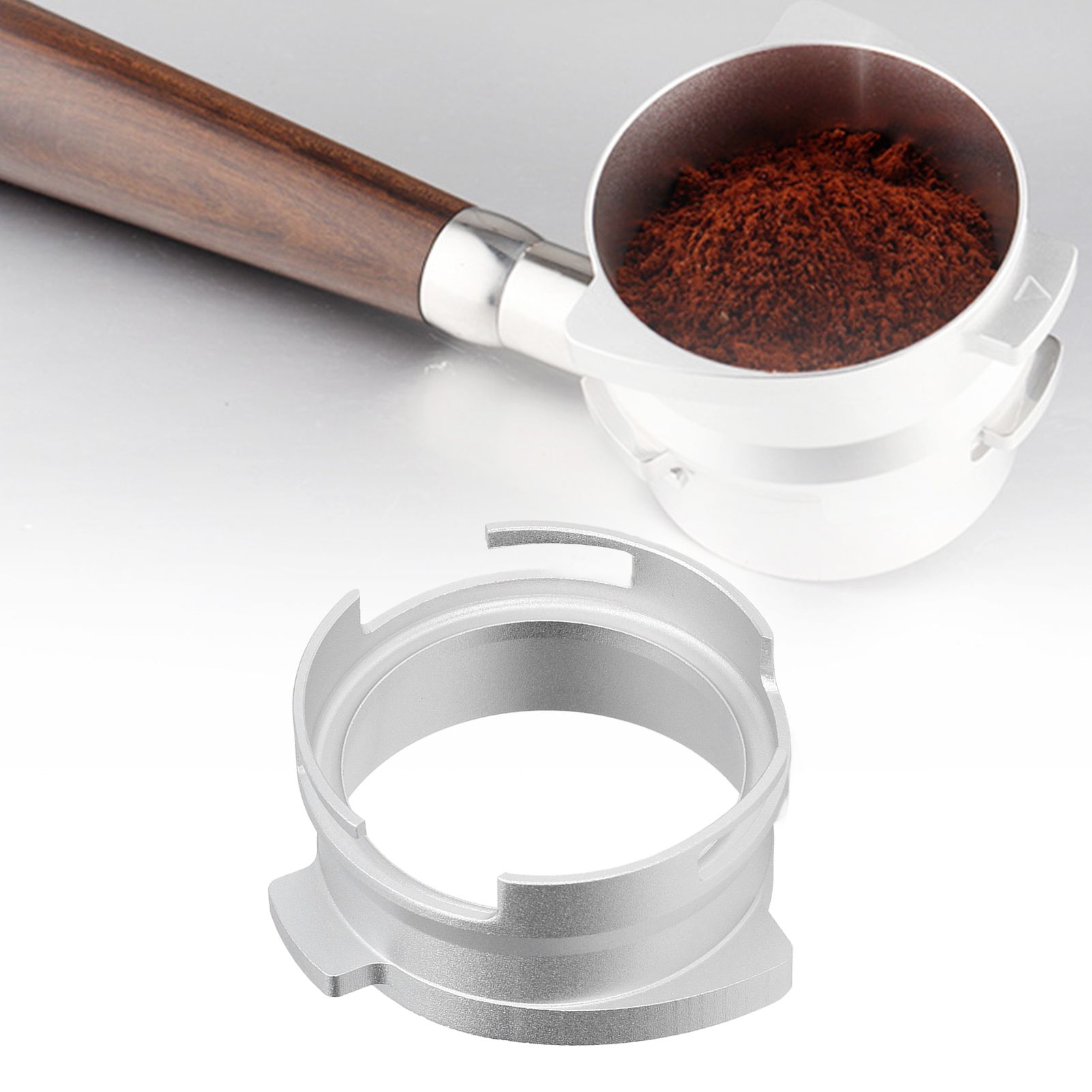 54mm Coffee Portafilter Dosing Funnel Aluminum Alloy Rotatable Dosing Funnel view 12