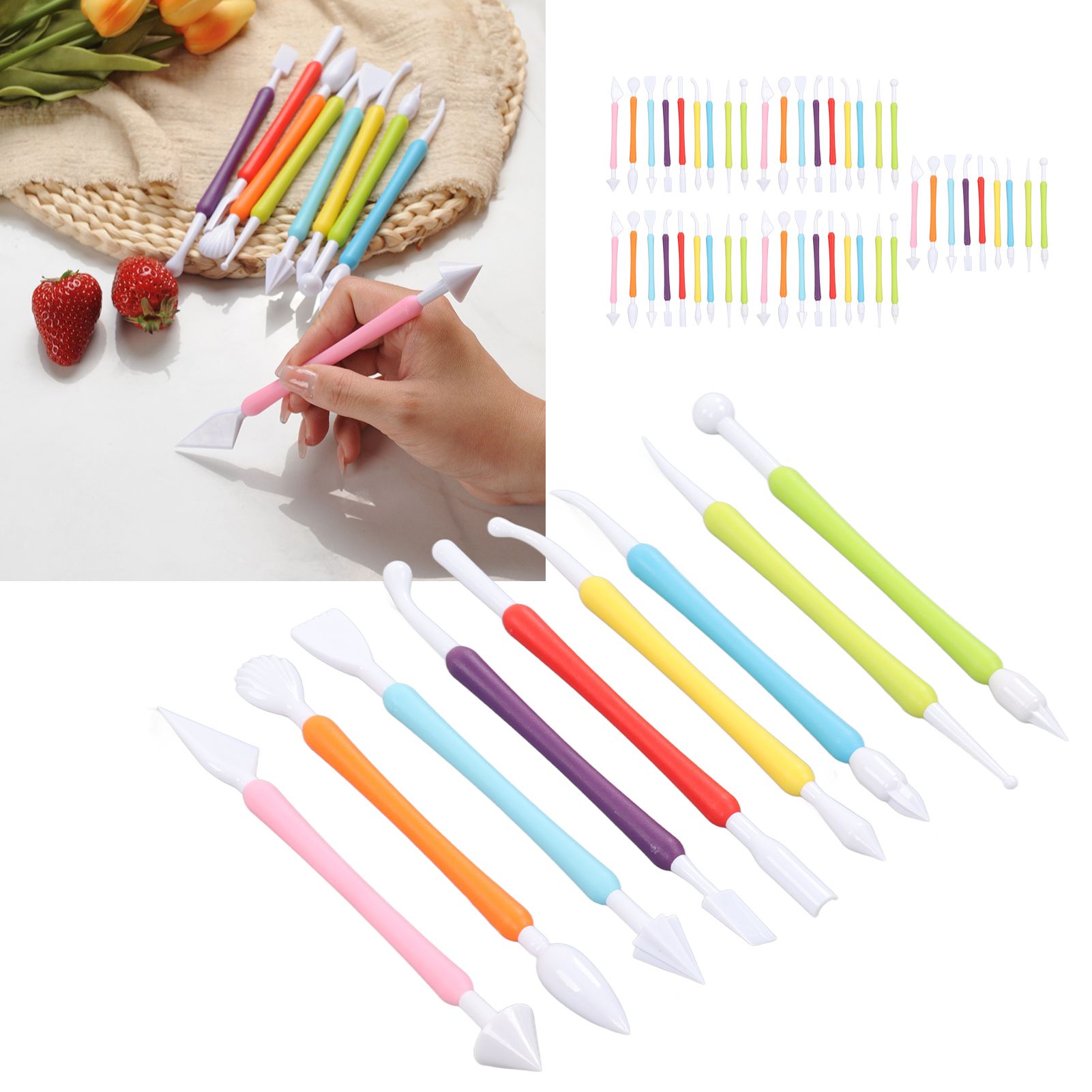 Fondant Decorating Tool PP Double End Design Colorful Fondant Modeling Tools view 9
