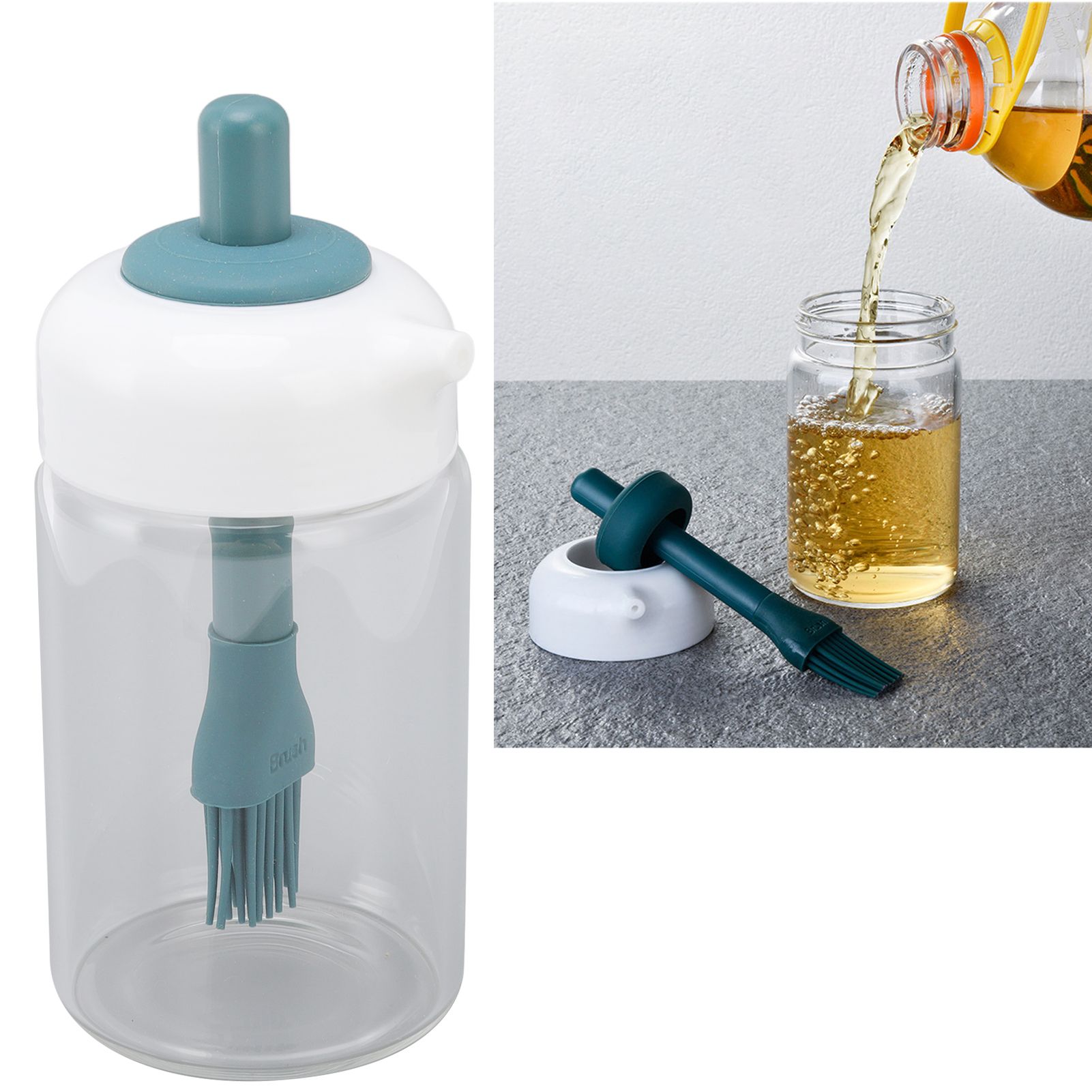 Press Control 2 in 1 Oil Bottle Dispenser Kitchen Glass Oil Bottle with view 10