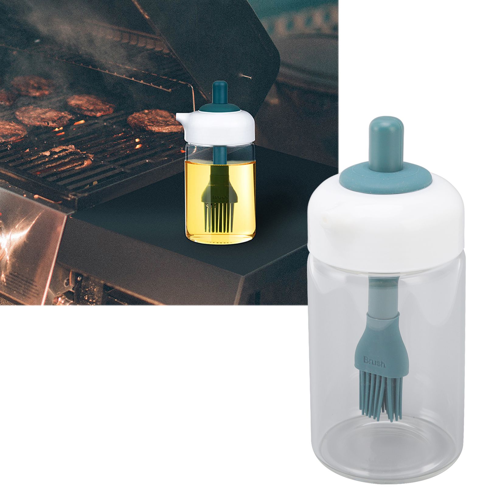 Press Control 2 in 1 Oil Bottle Dispenser Kitchen Glass Oil Bottle with view 11