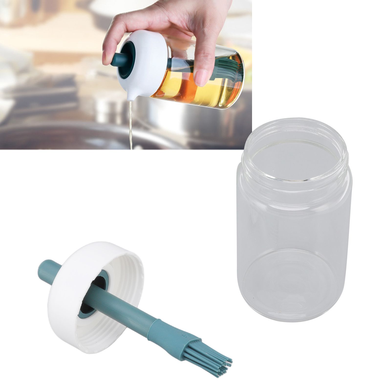 Press Control 2 in 1 Oil Bottle Dispenser Kitchen Glass Oil Bottle with view 12