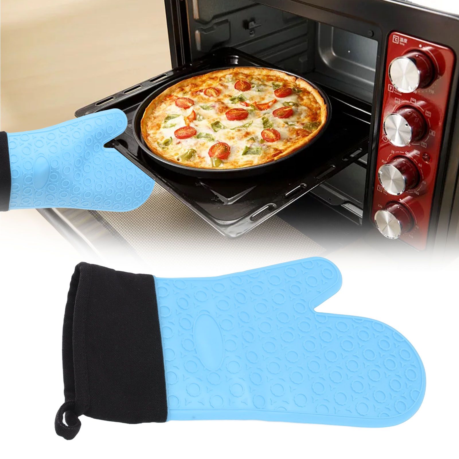 Silicone Oven Mitts Non Slip Kitchen Baking Gloves High Temperature Resistant view 11