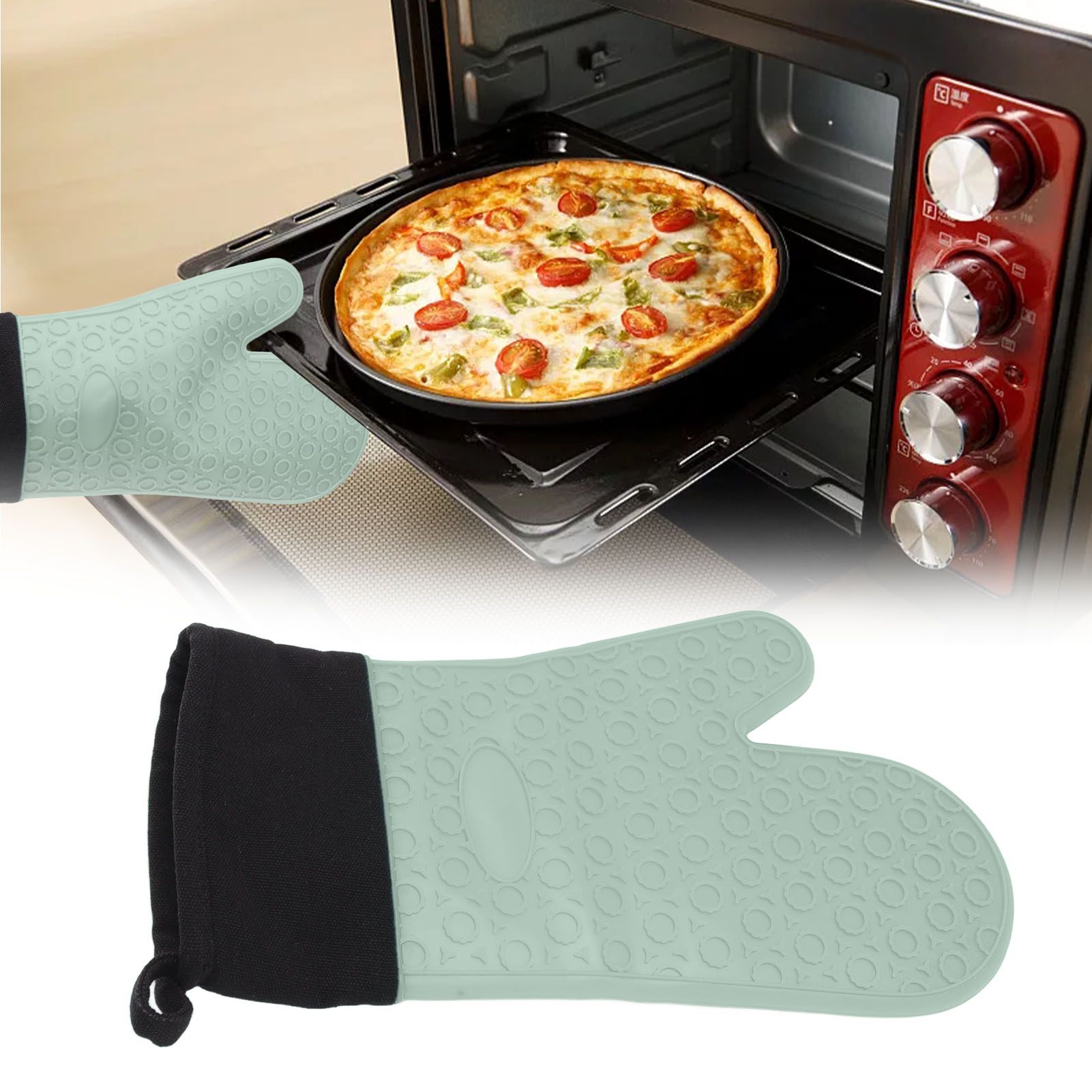 Silicone Oven Mitts Non Slip Kitchen Baking Gloves High Temperature Resistant view 11