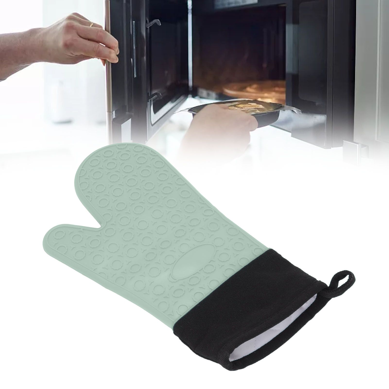 Silicone Oven Mitts Non Slip Kitchen Baking Gloves High Temperature Resistant view 12