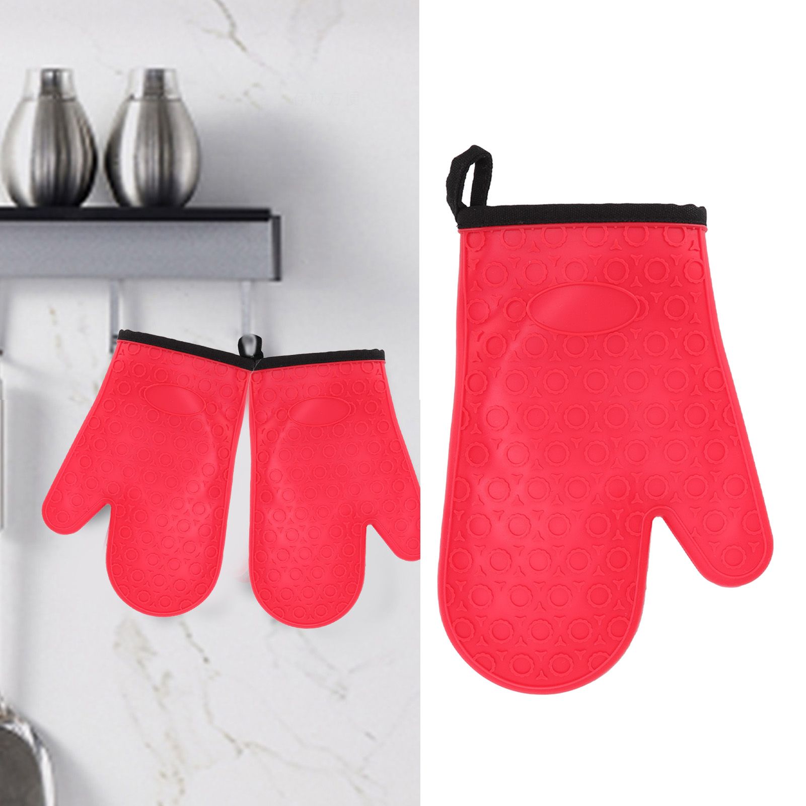 Silicone Oven Mitt High Temperature Resistant Waterproof Slip Proof Kitchen view 11