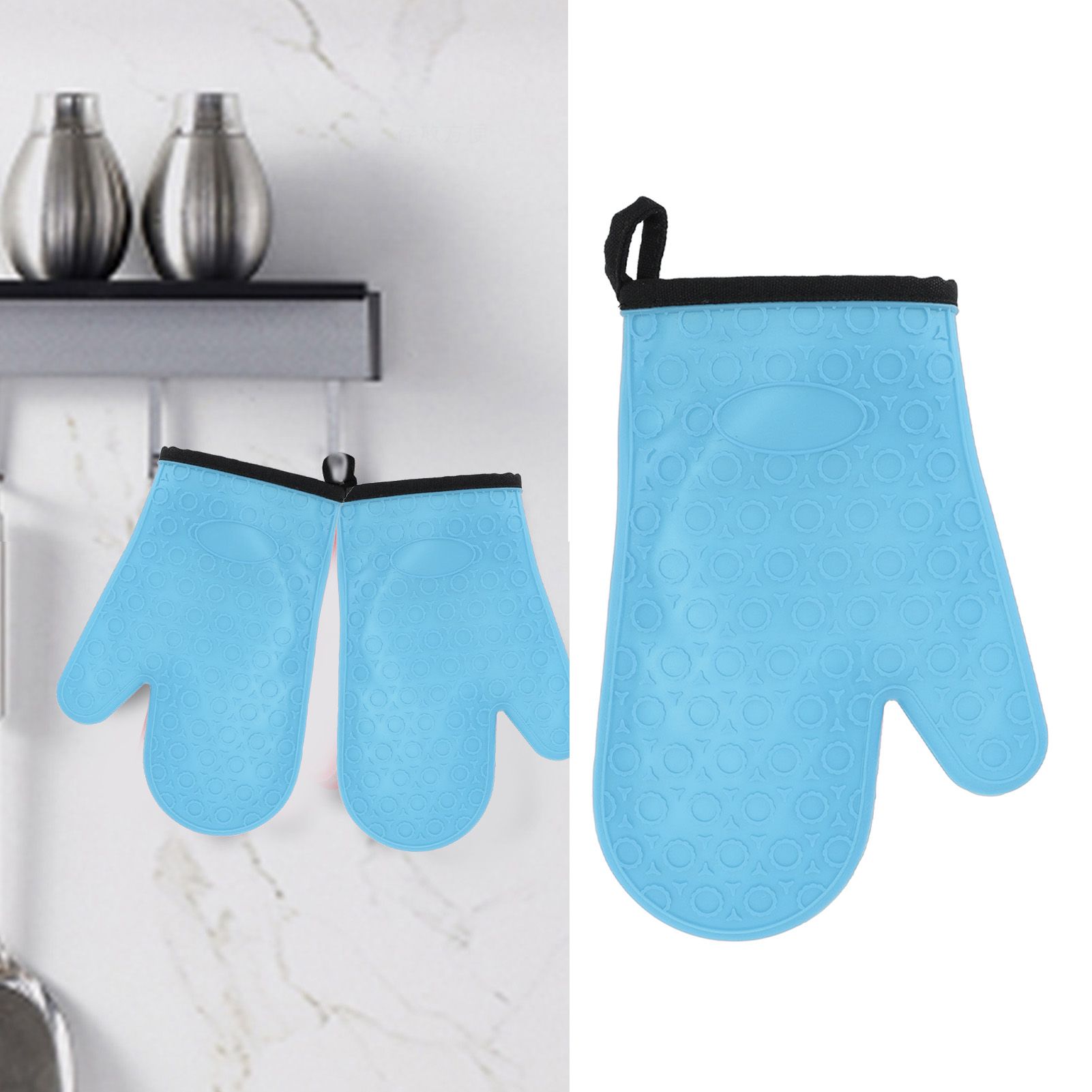 Silicone Oven Mitt High Temperature Resistant Waterproof Slip Proof Kitchen view 12