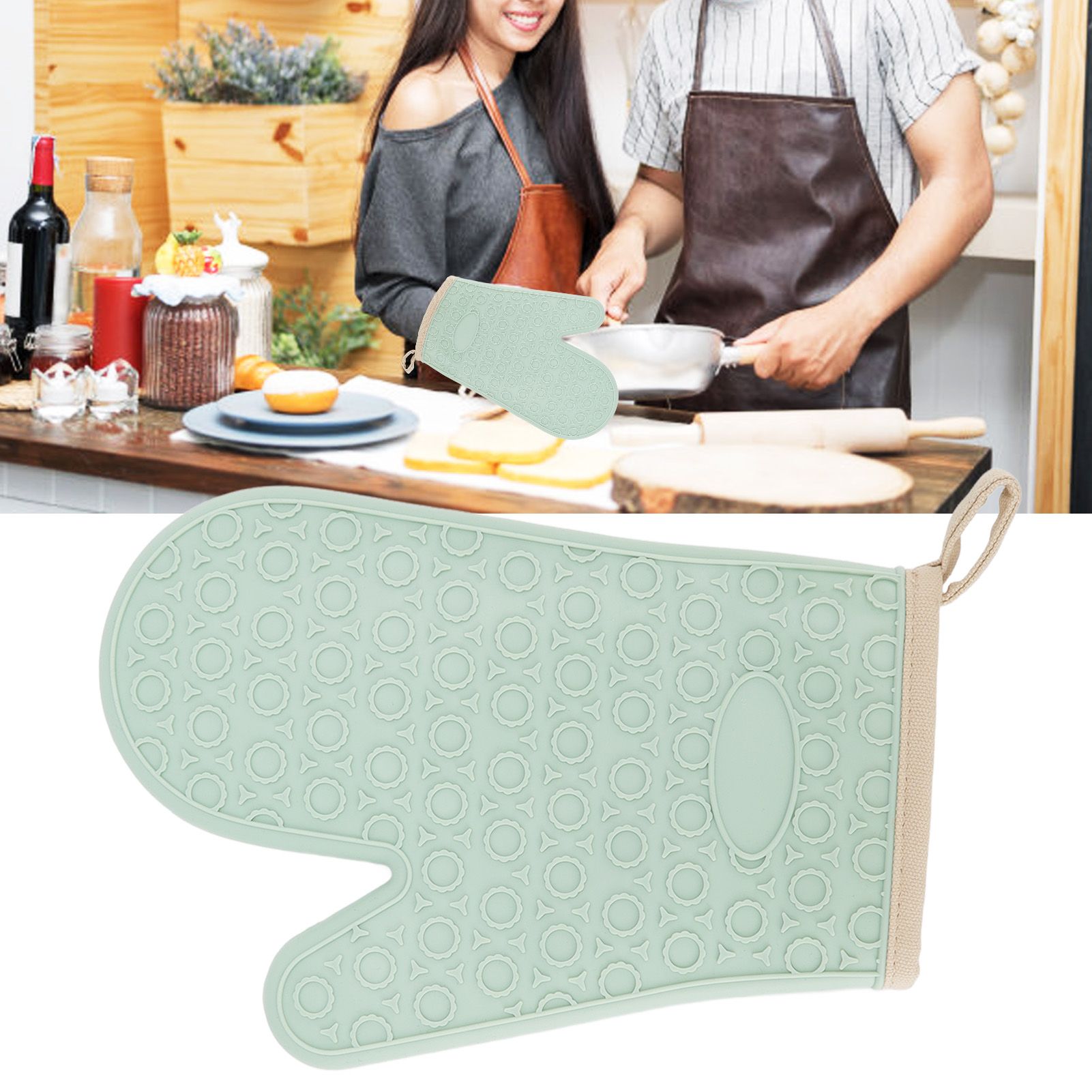Silicone Oven Mitt High Temperature Resistant Waterproof Slip Proof Kitchen view 12