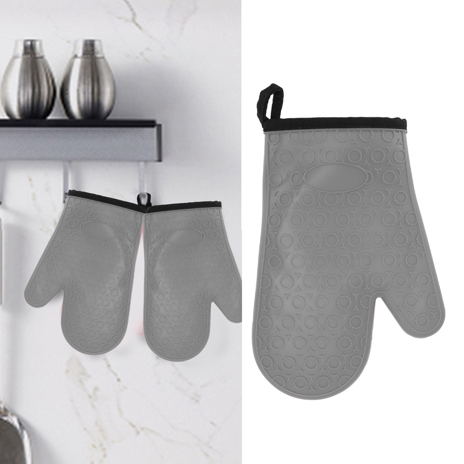 Silicone Oven Mitt High Temperature Resistant Waterproof Slip Proof Kitchen view 11