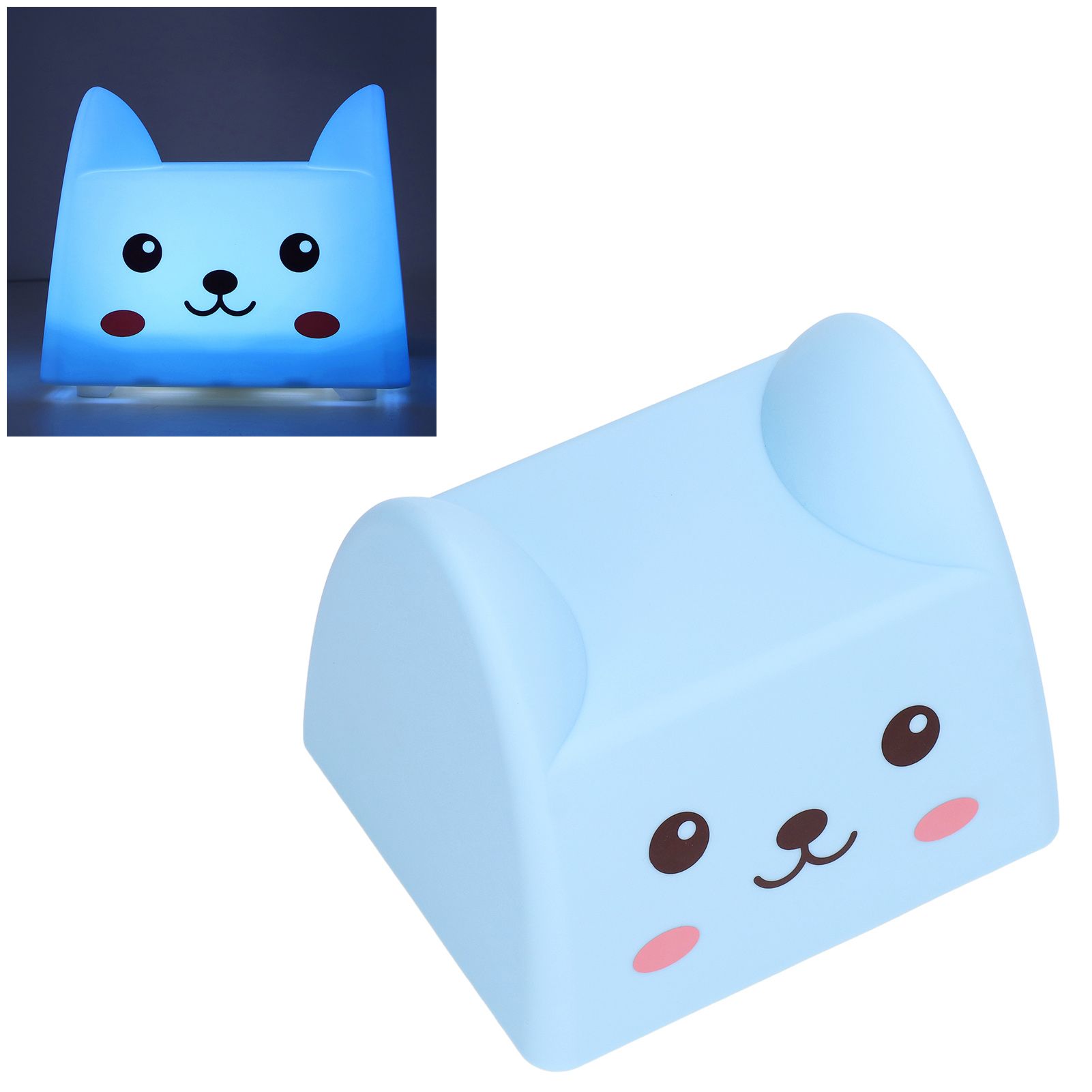 Night Lamp Exquisite Cute Blue Cat Shape White Light Source Interesting view 11