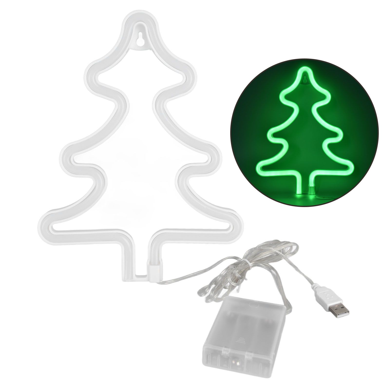 Led Light Sign Green Christmas Trees Safe Stable Unique Shape Wide Application — image 1