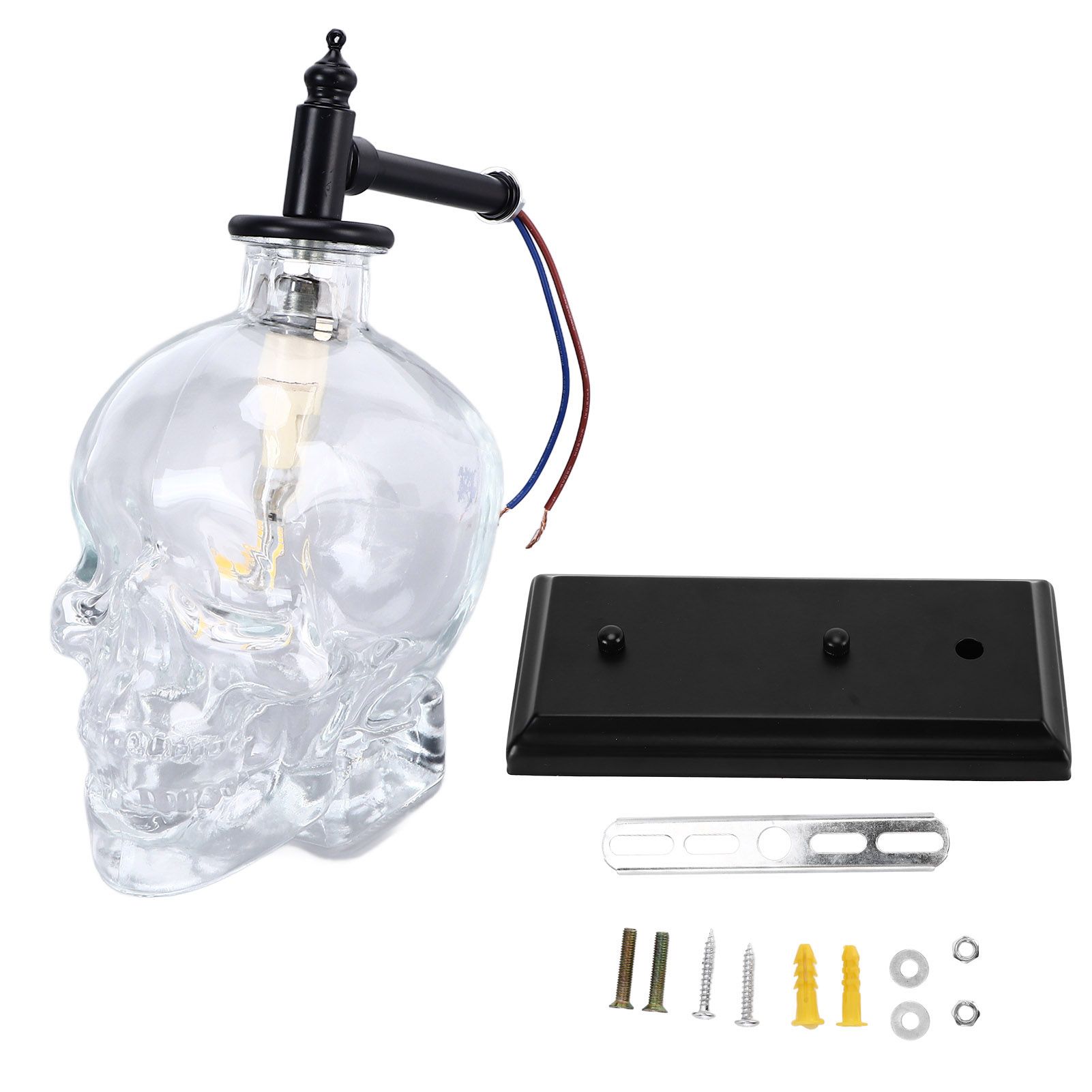 Vintage Wall Lamp Iron Glass Skull Shape Industrial Wall Mounted Light with G9