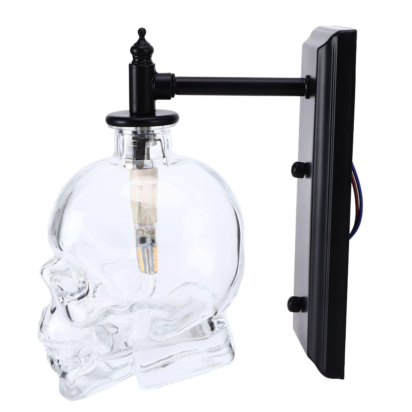 Vintage Wall Lamp Iron Glass Skull Shape Industrial Wall Mounted Light with G9 view 3