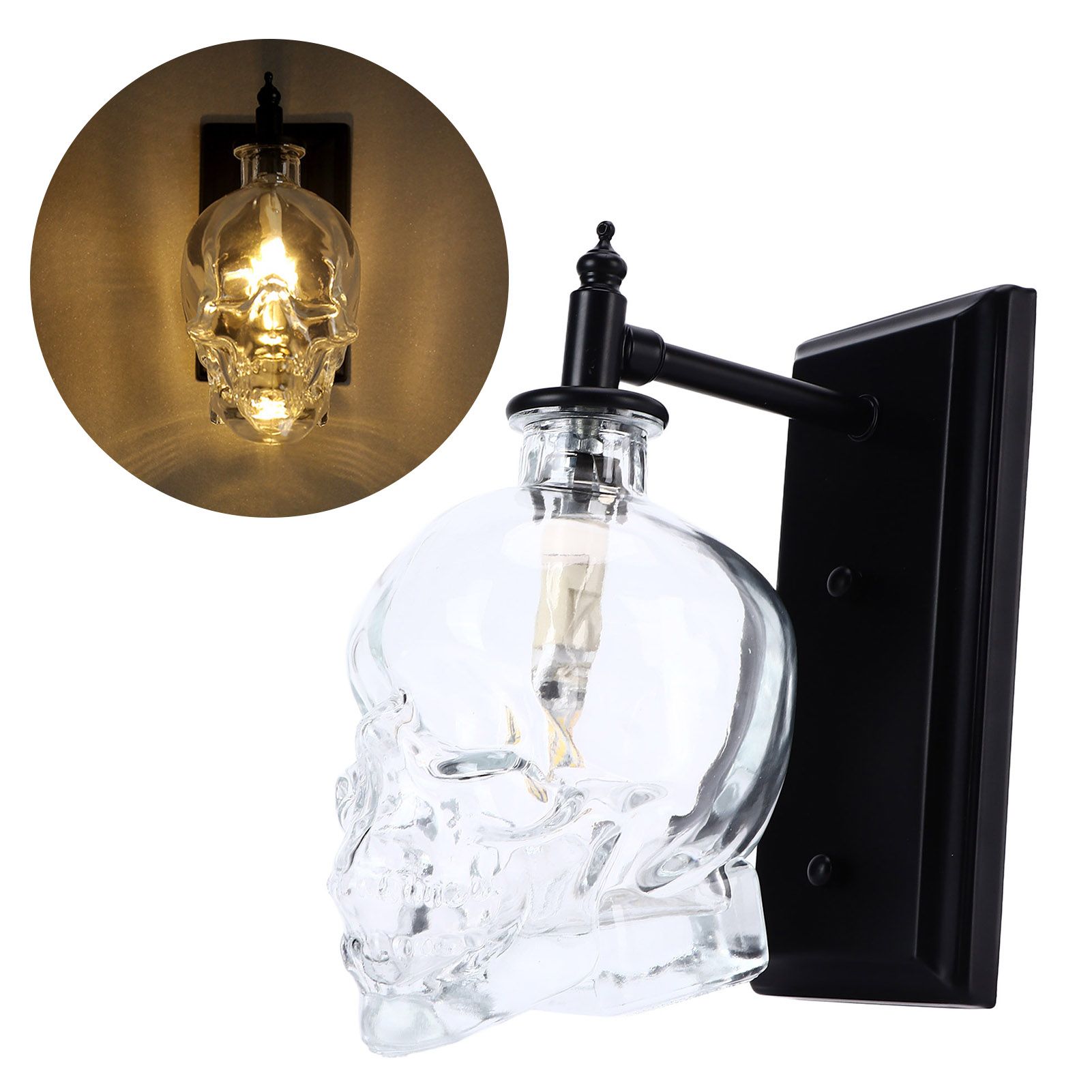 Vintage Wall Lamp Iron Glass Skull Shape Industrial Wall Mounted Light with G9 view 11
