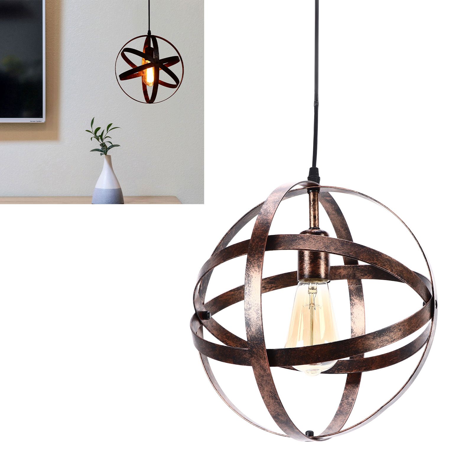 Ball Earth Chandelier Retro American Industry Warm Romantic Stable Firm Wall view 12