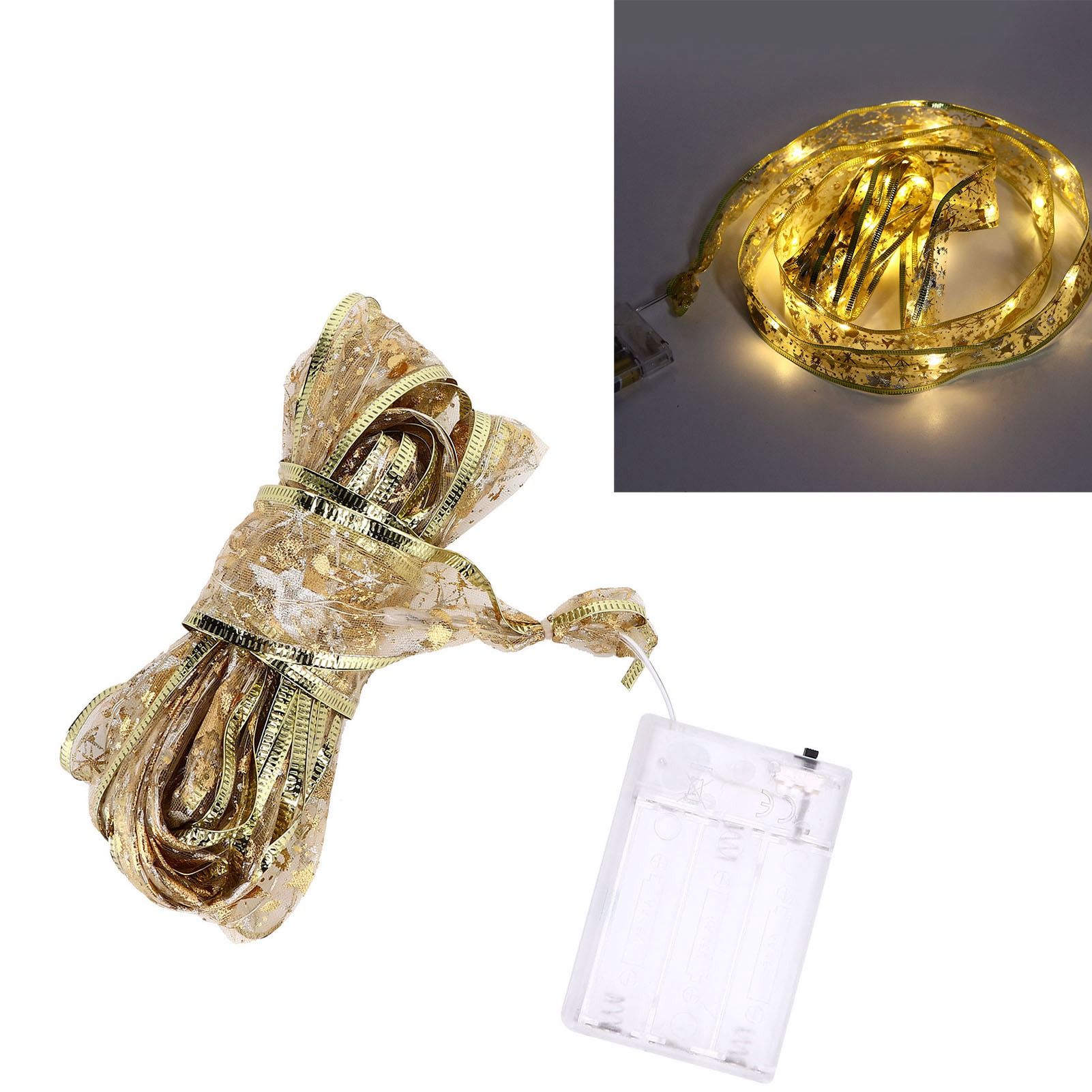 13.12ft Christmas Light Ribbon LED Christmas Tree Gold Transparent Ribbon view 11