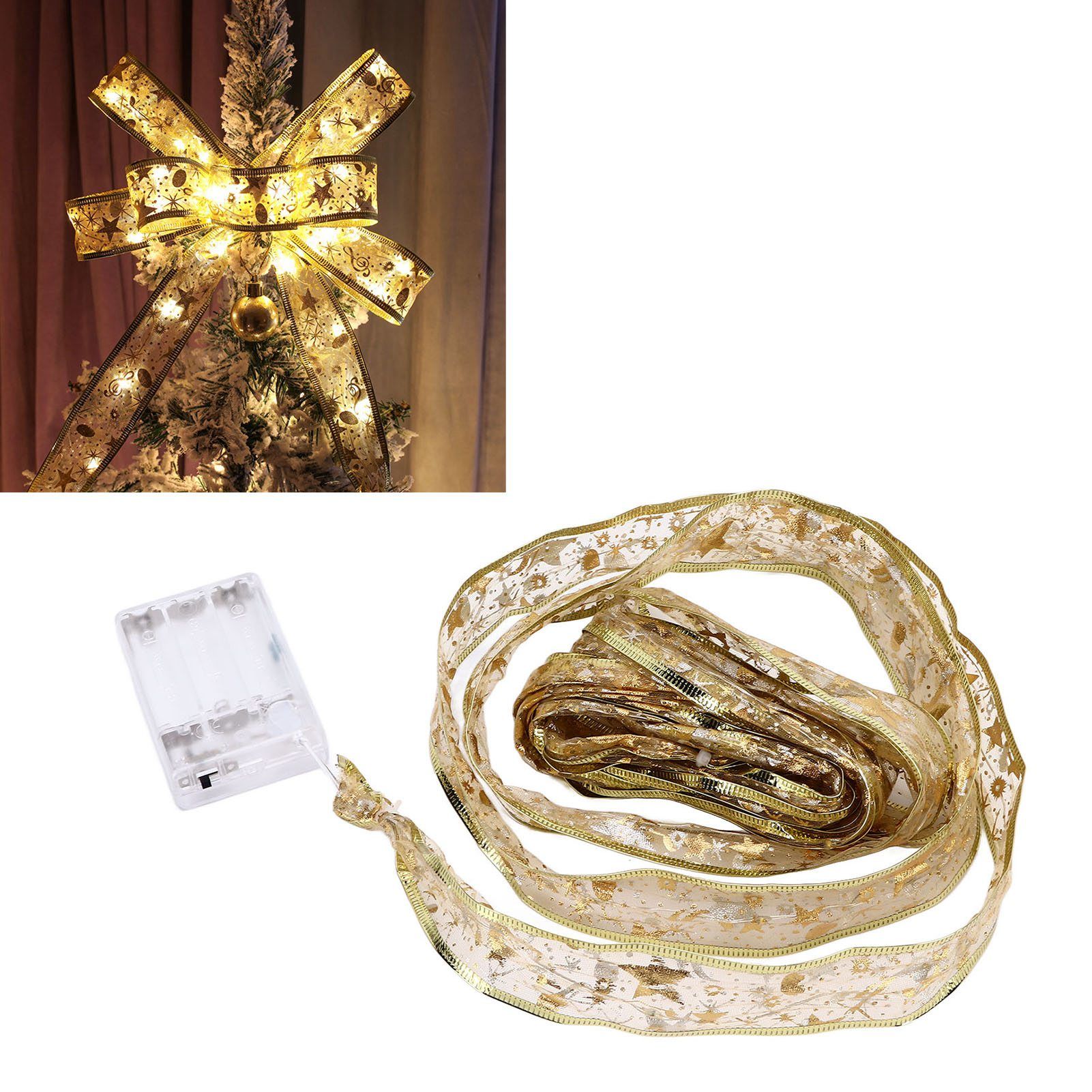 13.12ft Christmas Light Ribbon LED Christmas Tree Gold Transparent Ribbon view 12