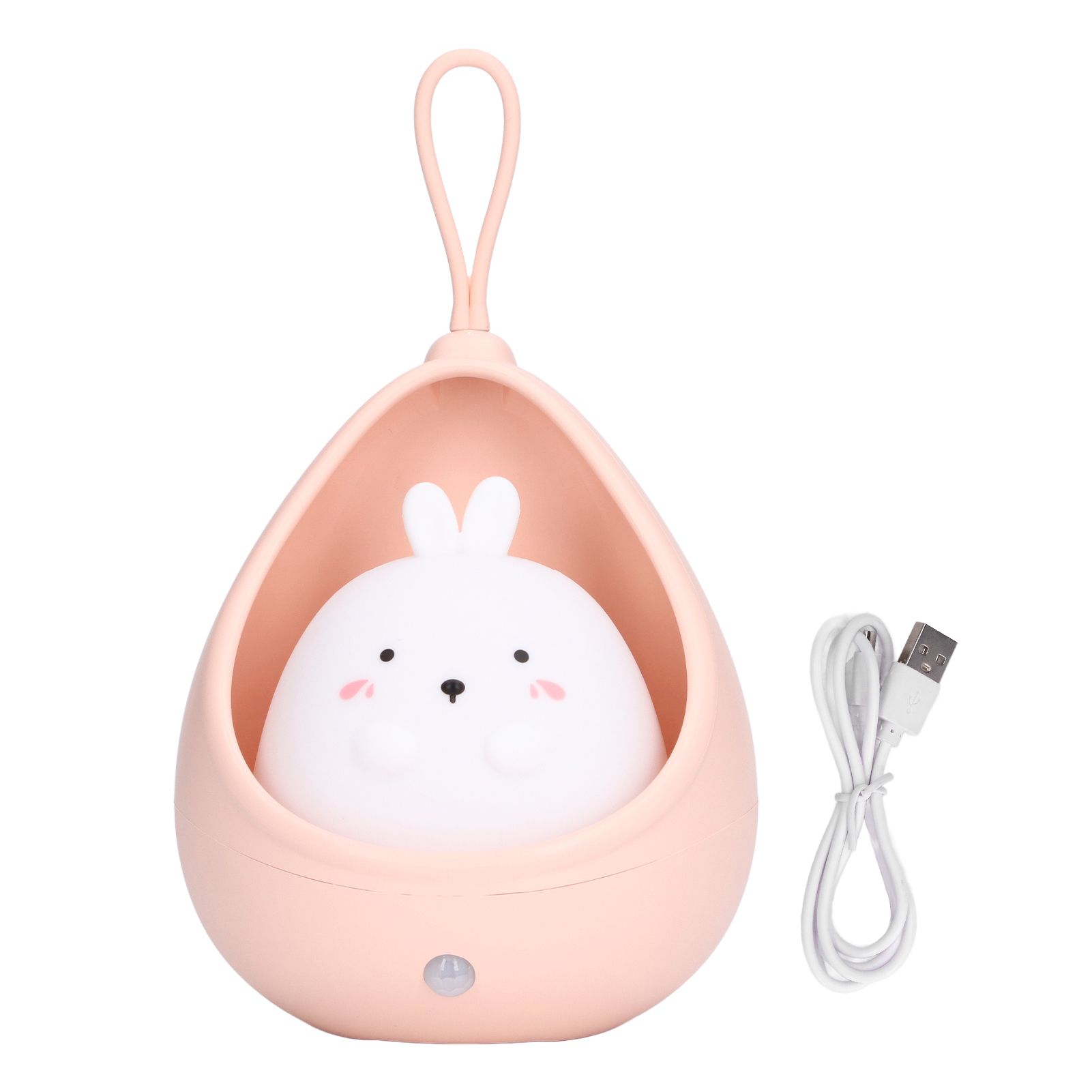 Night Light White Bunny Shape LED Kids Induction Night Lamp with USB Cable for