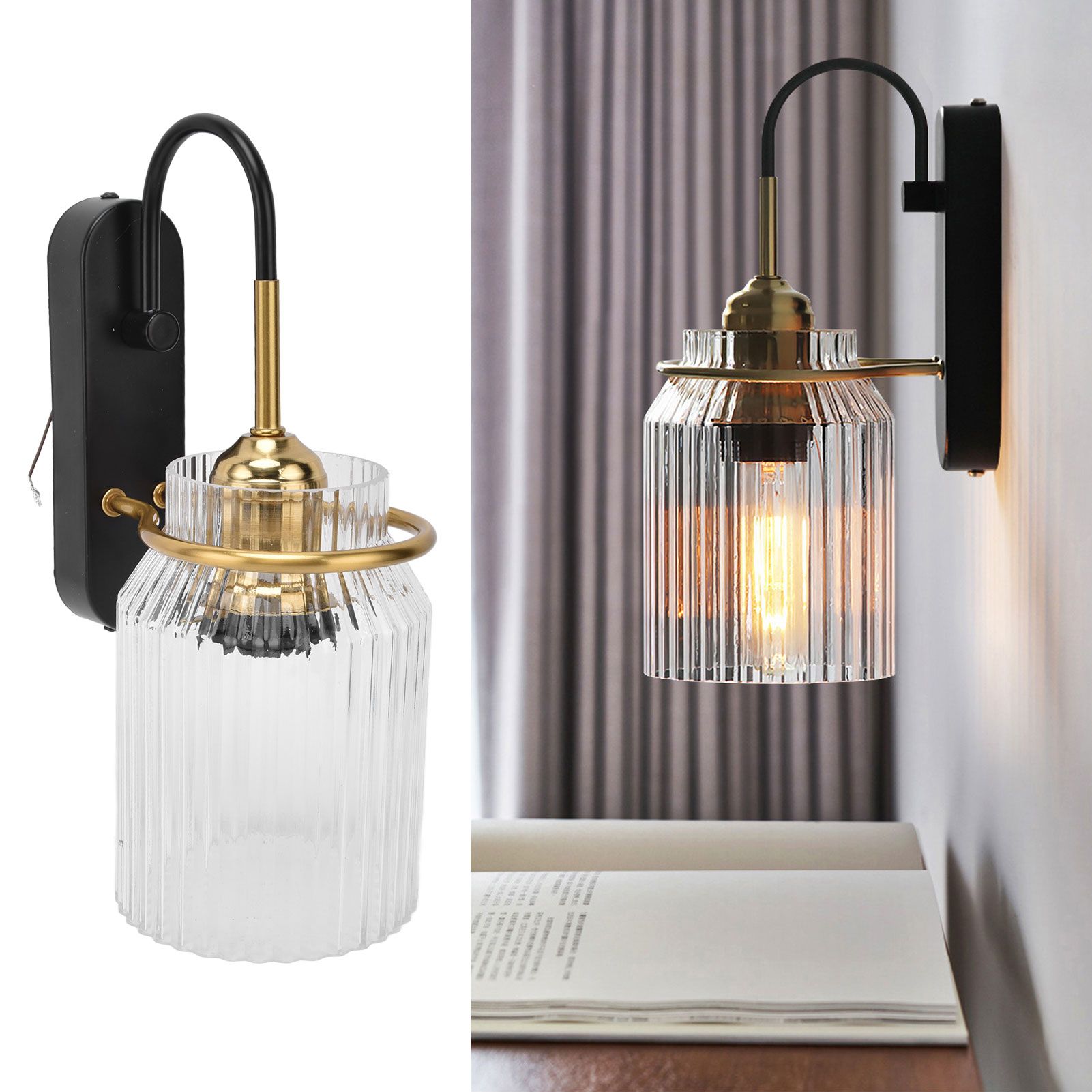 E26/E27 Wall Light Retro Glass Lampshade Wall Sconce Lamp for Bedroom view 11