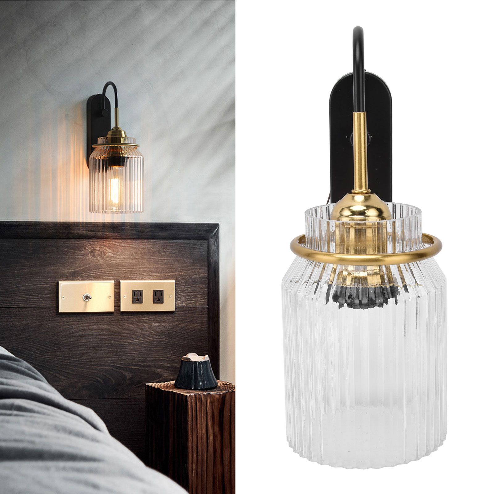 E26/E27 Wall Light Retro Glass Lampshade Wall Sconce Lamp for Bedroom view 12