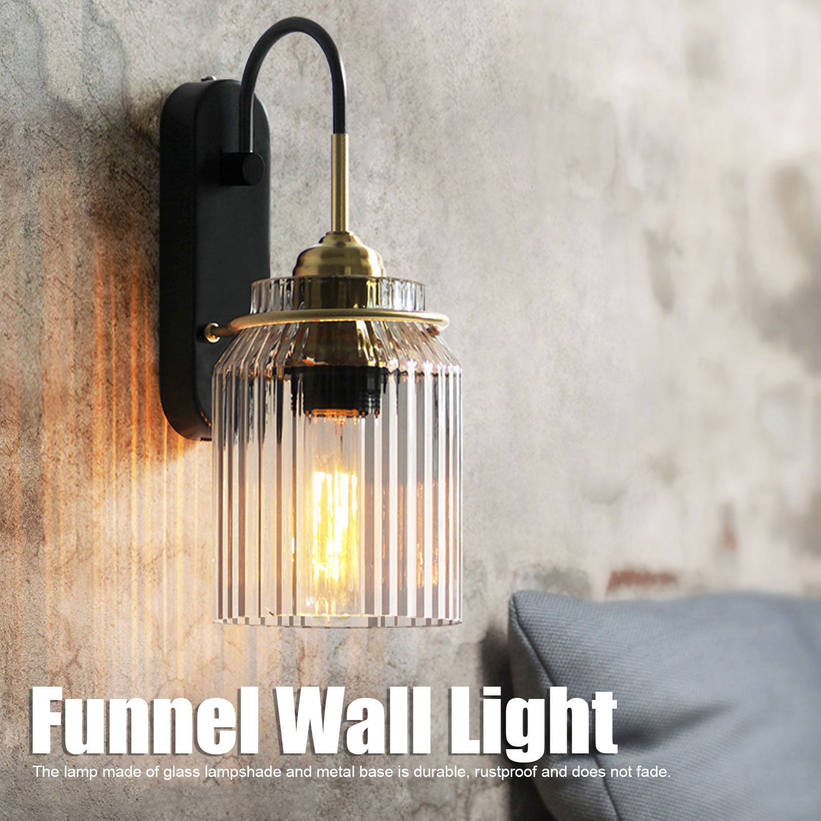 E26/E27 Wall Light Retro Glass Lampshade Wall Sconce Lamp for Bedroom view 15