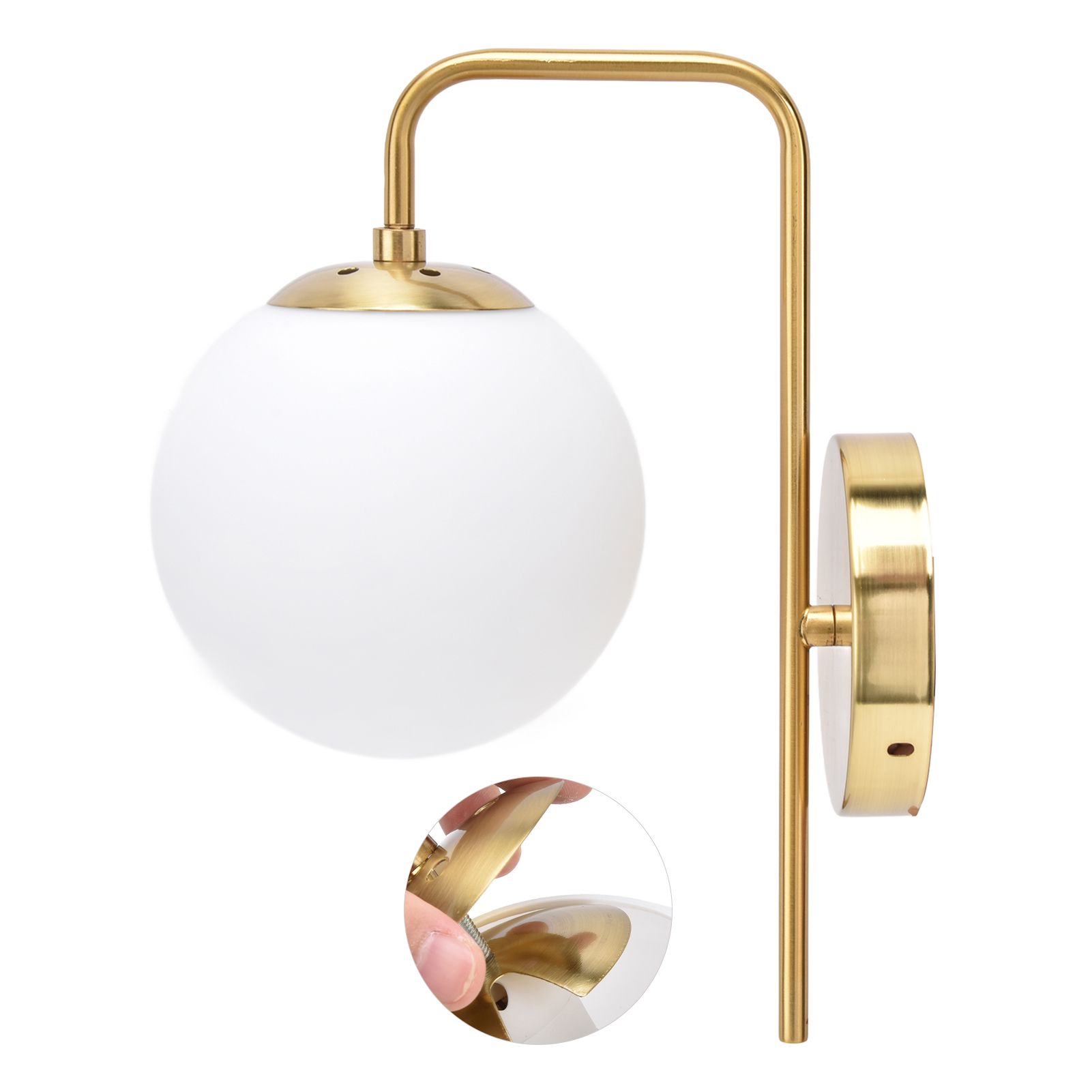 Nordic Modern E27 Glass Ball LED Wall Light Frosted Texture Round Bedroom Wall view 8
