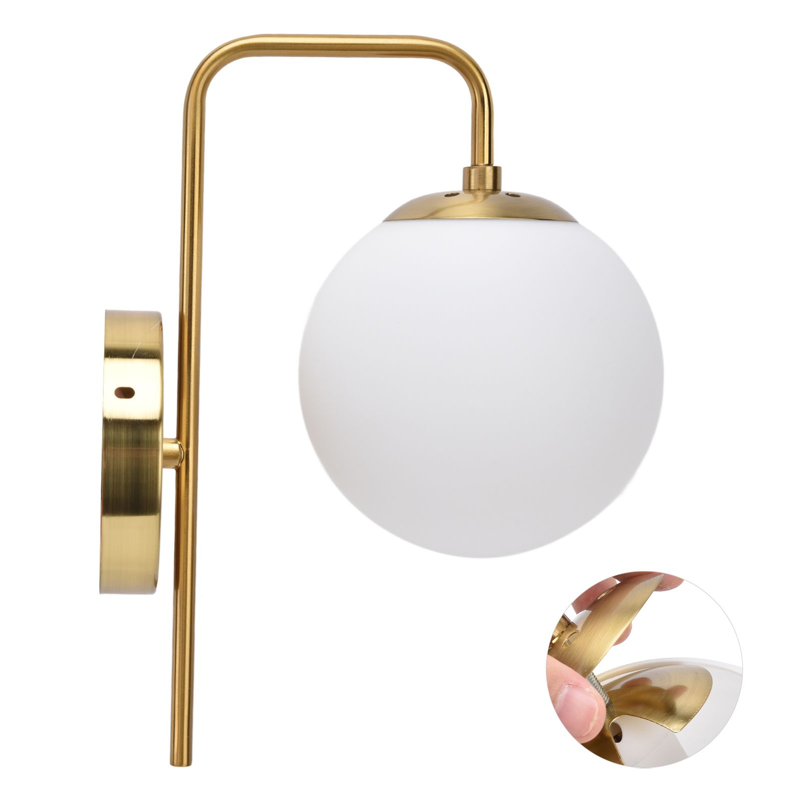 Nordic Modern E27 Glass Ball LED Wall Light Frosted Texture Round Bedroom Wall view 10