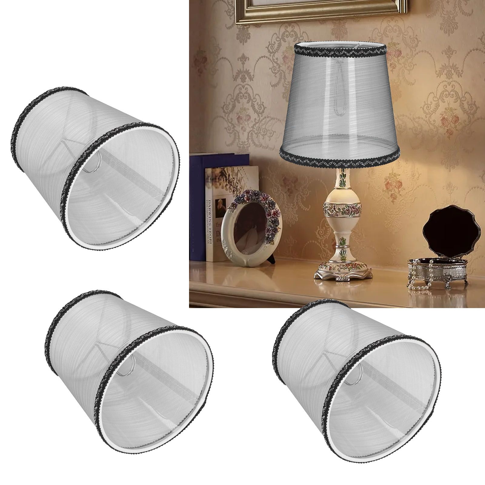 3pcs E14 Cloth Lamp Shade Excellent Light Transmission Chandelier Lamp Shade view 12